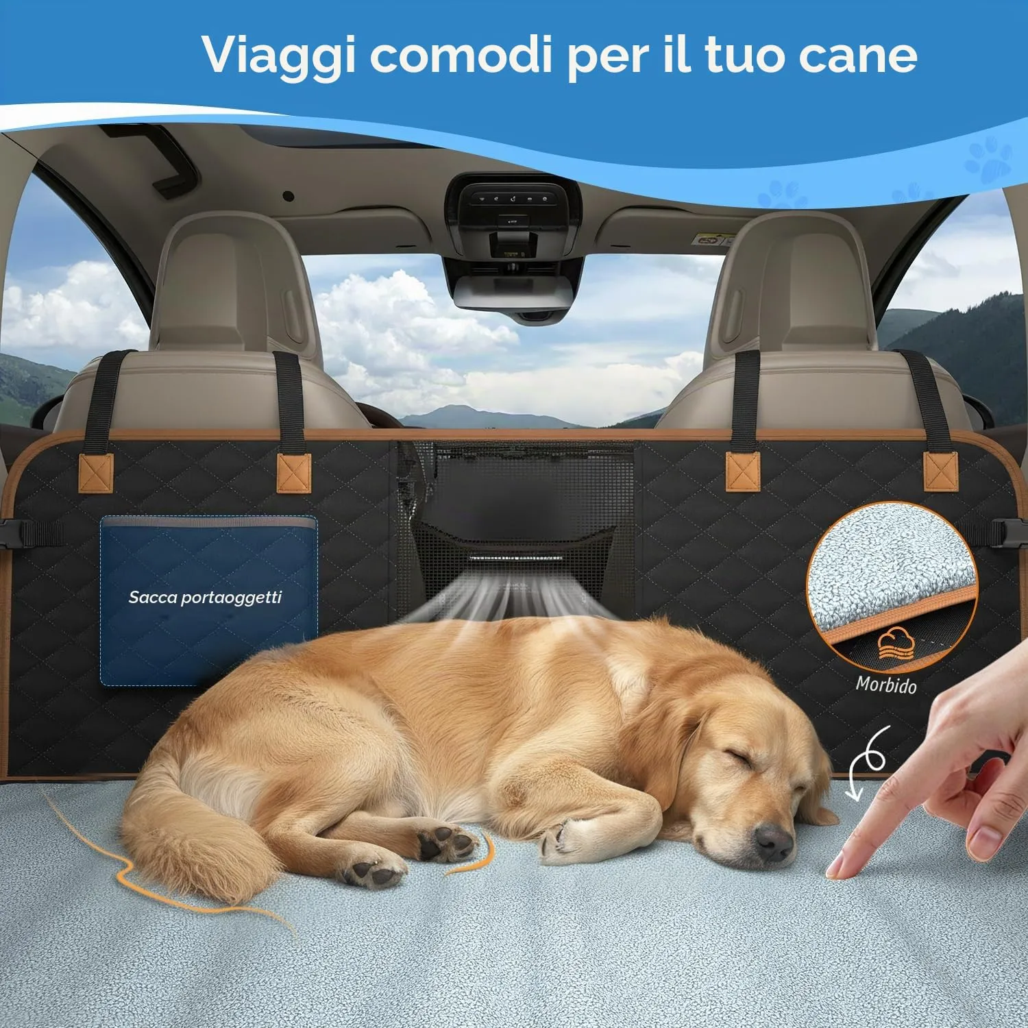 MyeMdan Coprisedile Auto per Cani con Coperta, Nero - immagine 2