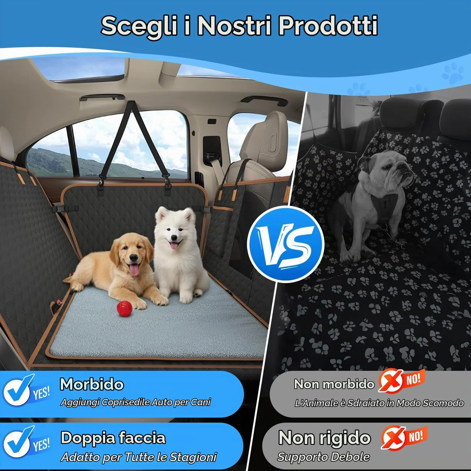 MyeMdan Coprisedile Auto per Cani con Coperta, Nero - immagine 3