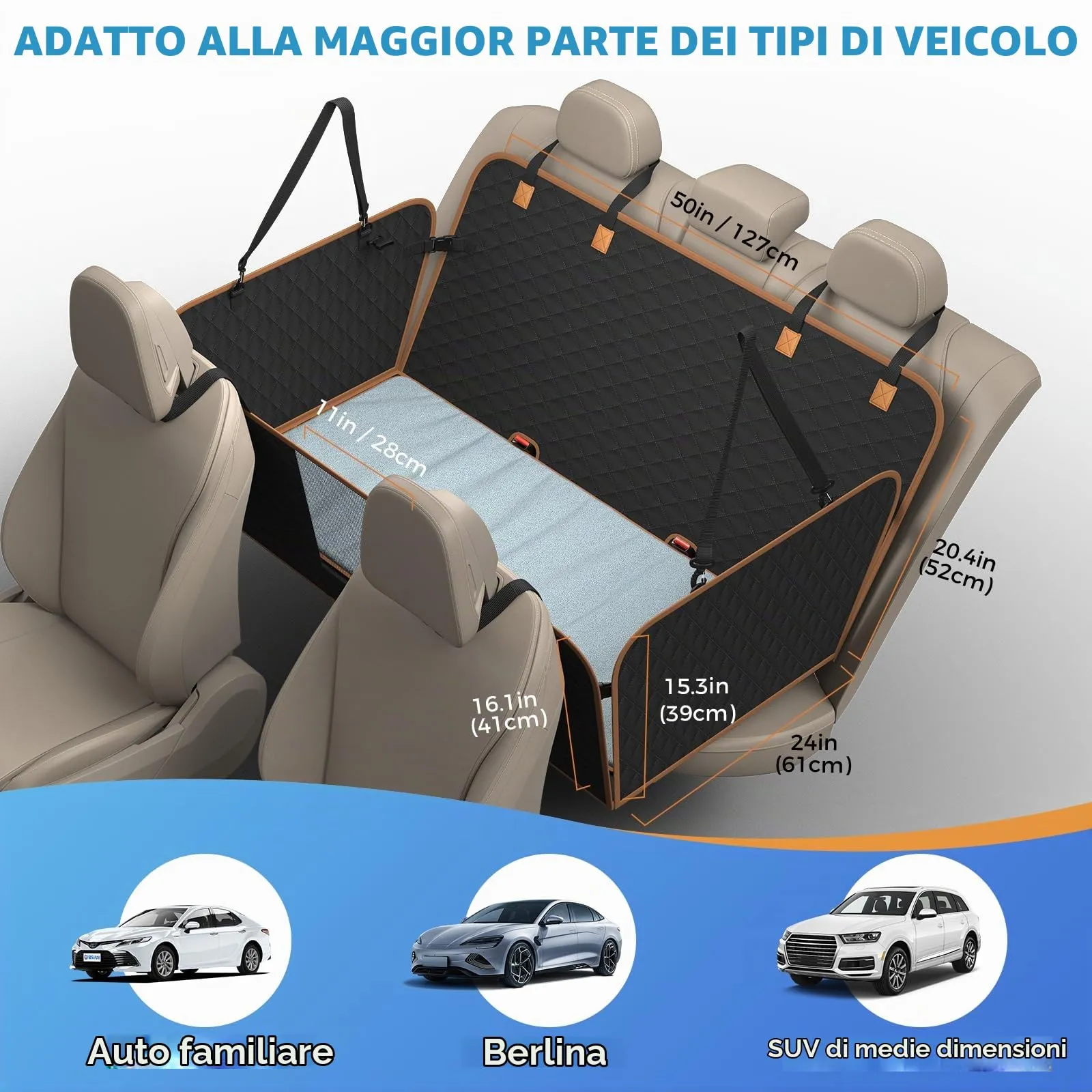 MyeMdan Coprisedile Auto per Cani con Coperta, Nero - immagine 5