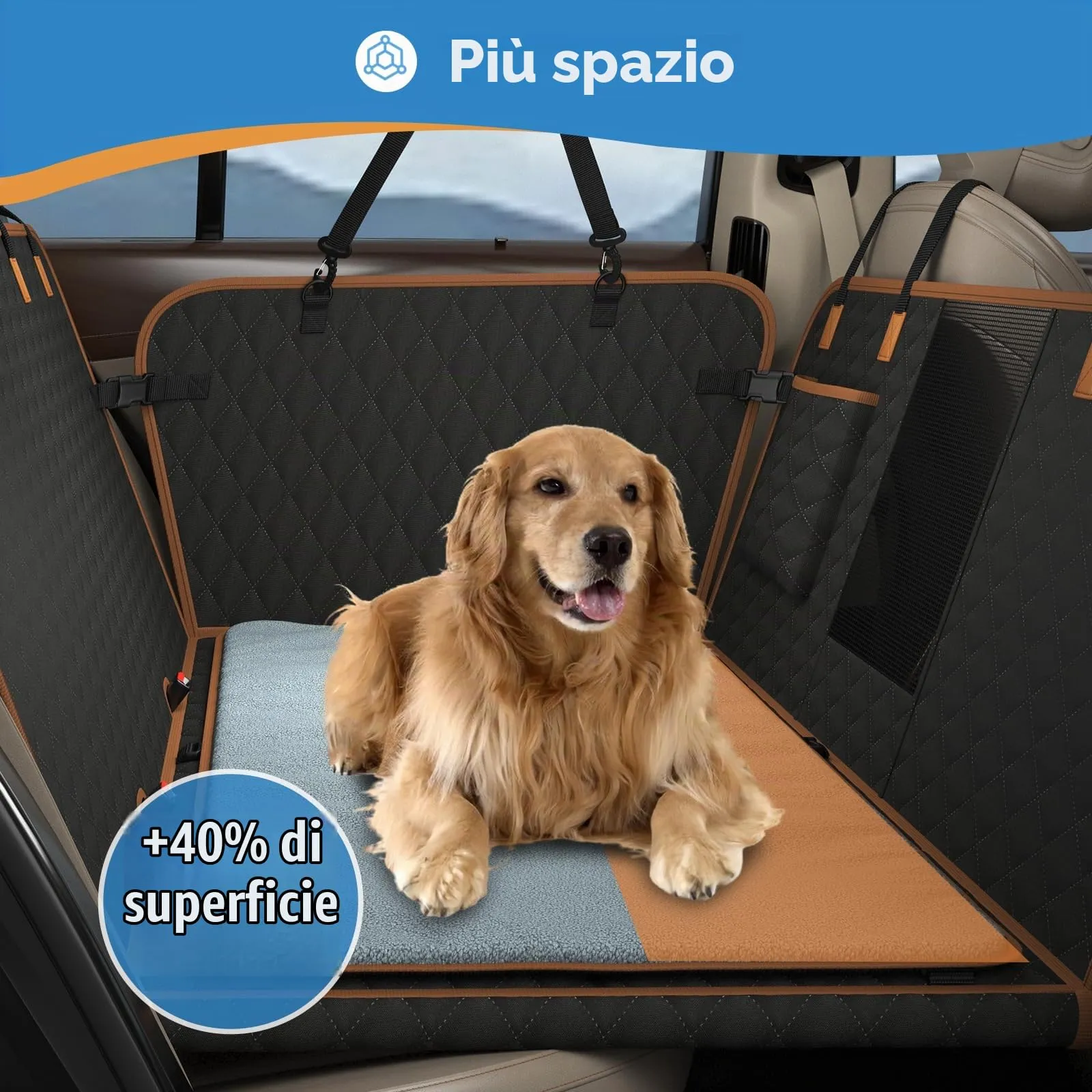MyeMdan Coprisedile Auto per Cani con Coperta, Nero - immagine 6
