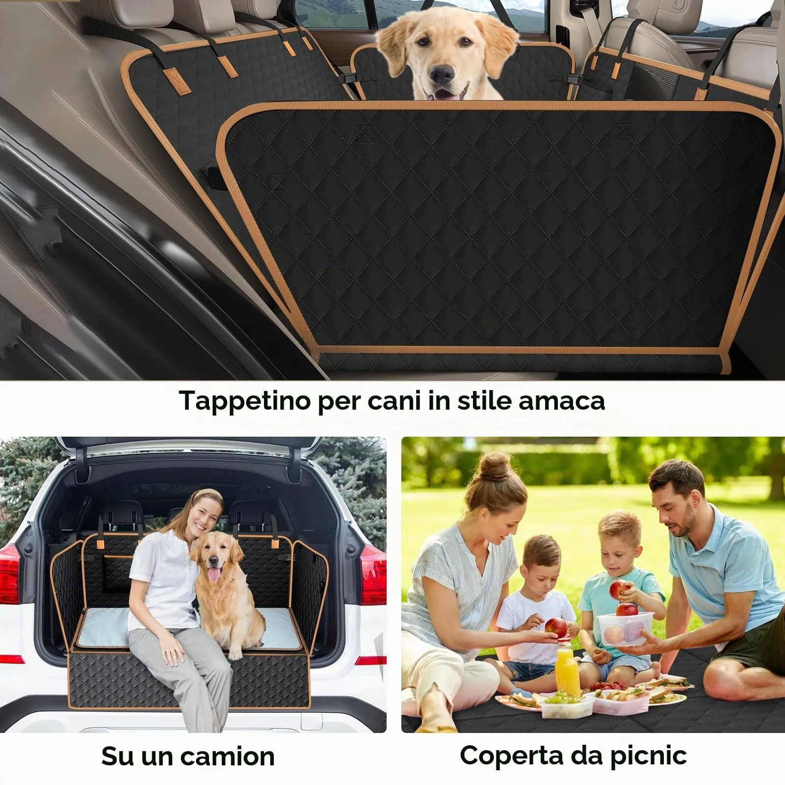 MyeMdan Coprisedile Auto per Cani con Coperta, Nero - immagine 7