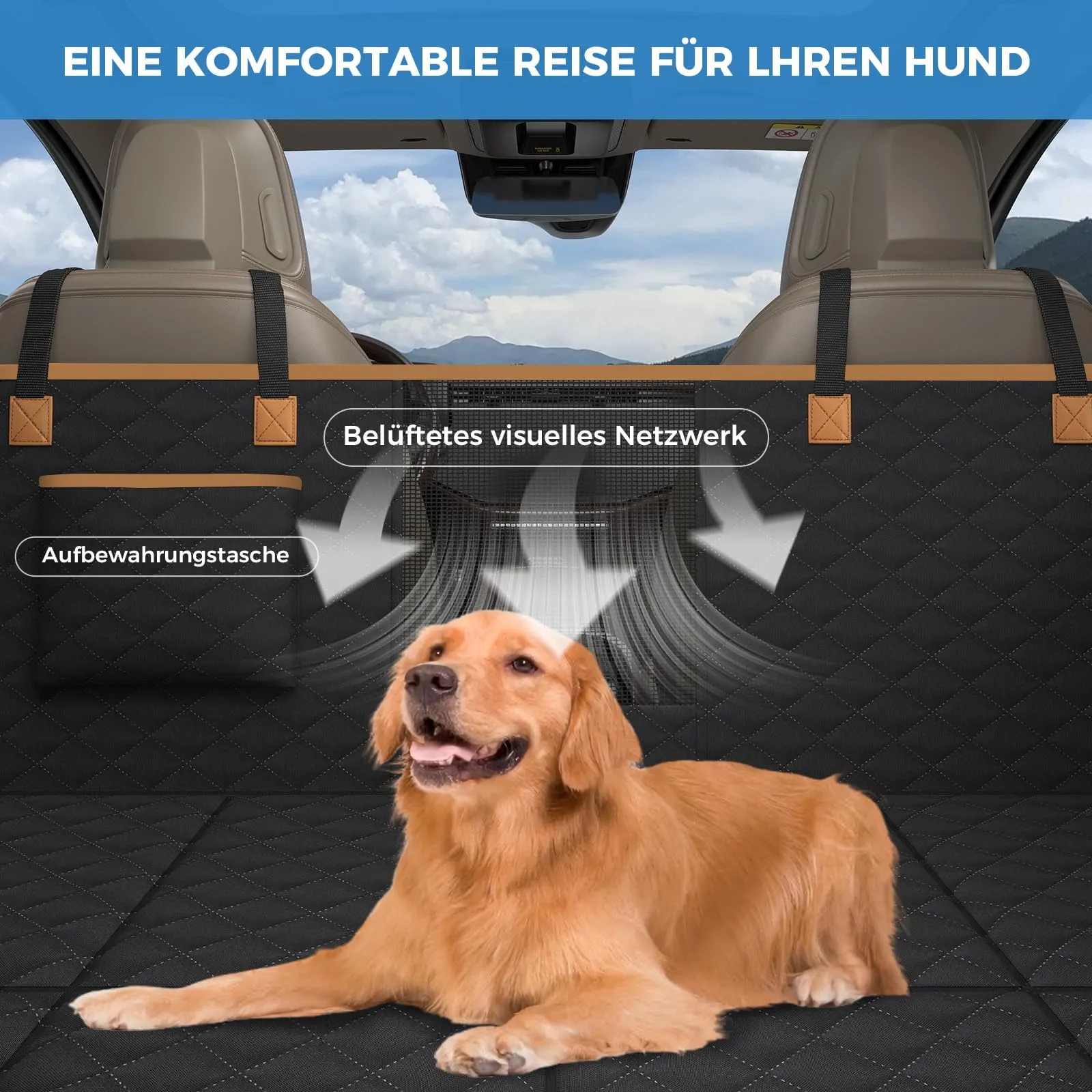 MyeMdan Coprisedile Auto per Cani con Pannello di Fibra Rigido, Nero, Taglia M - immagine 2