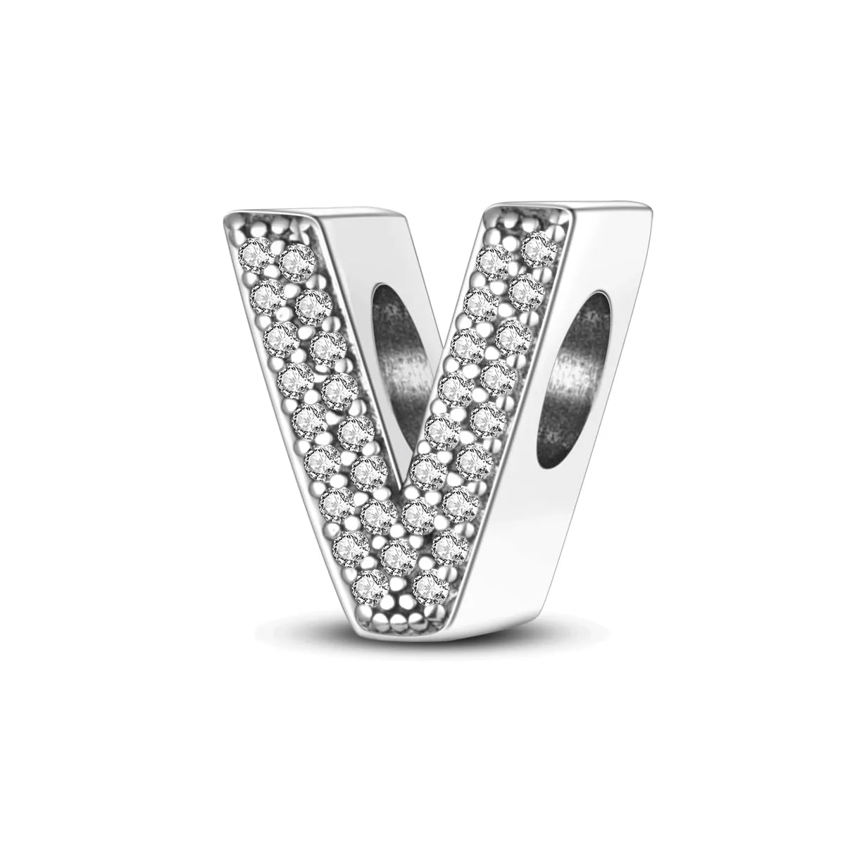 TINSLO Bead Charm Lettere in Argento Sterling 925 con Cubic Zirconia per Braccialetti e Collane Pandora e Europei - immagine 1