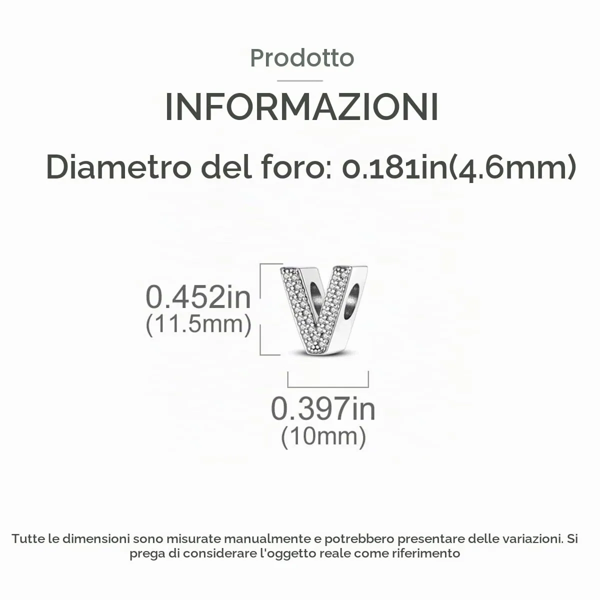 TINSLO Bead Charm Lettere in Argento Sterling 925 con Cubic Zirconia per Braccialetti e Collane Pandora e Europei - immagine 6