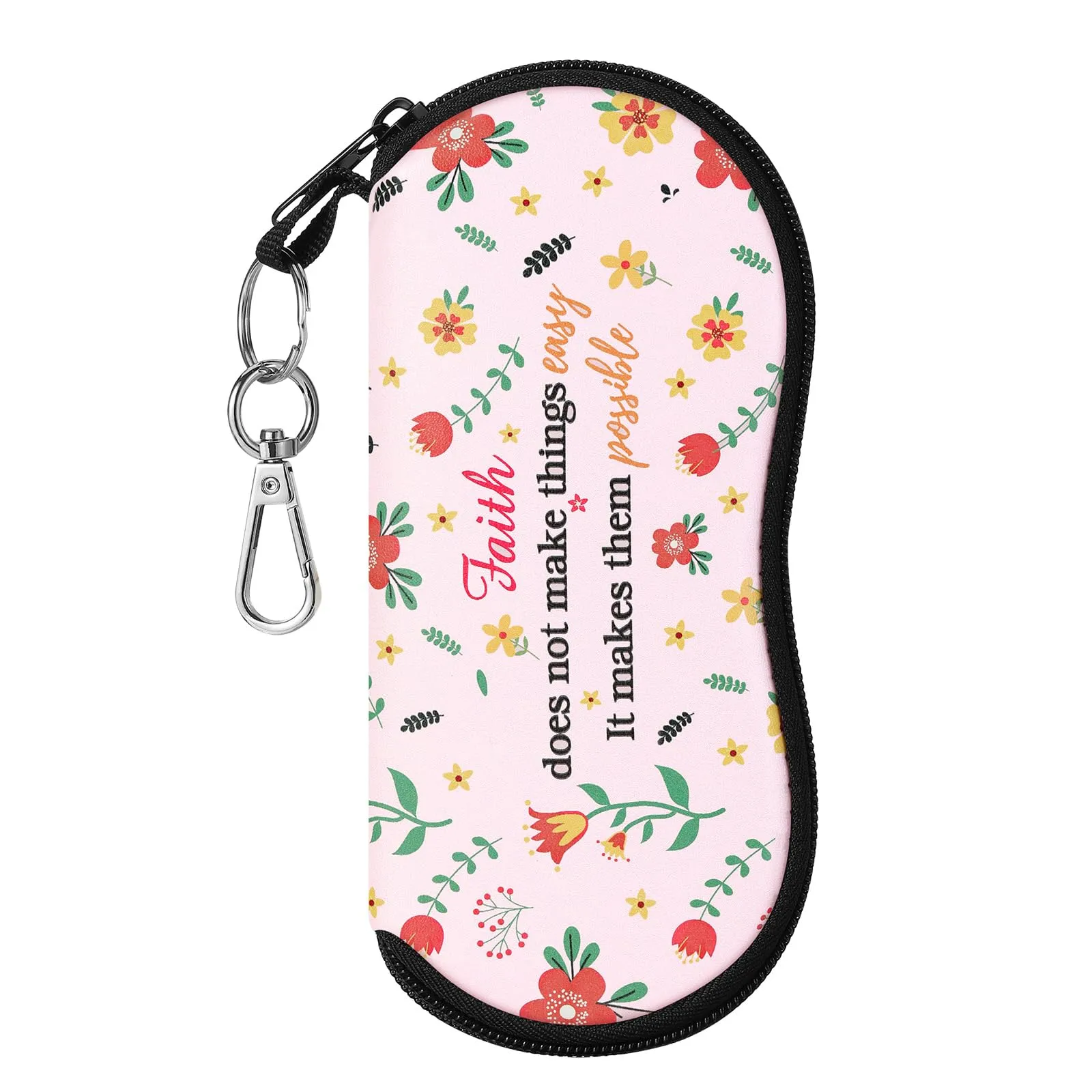 MoKo Astuccio per Occhiali in Neoprene con Clip da Cintura, Fiori Rosa - immagine 1