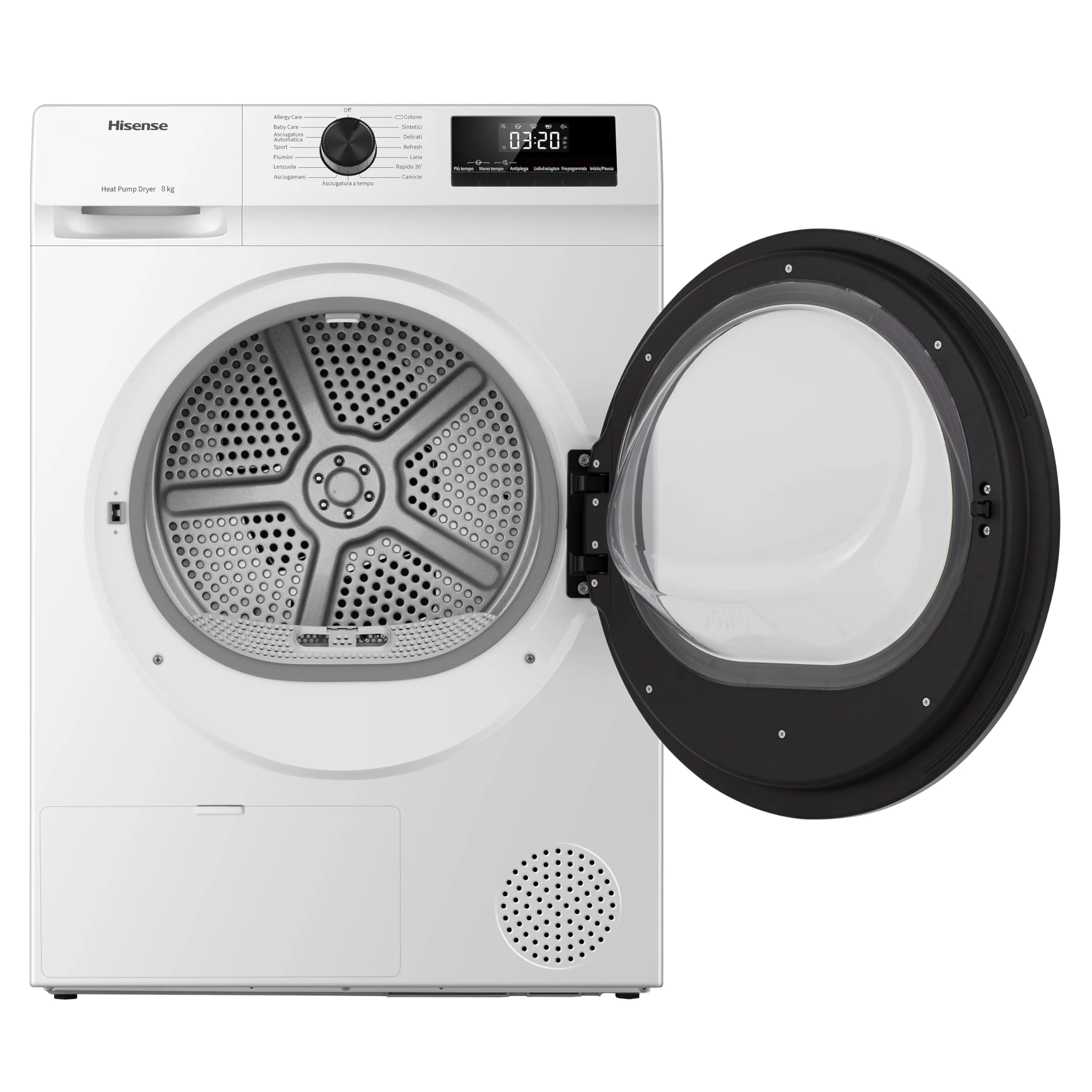 Hisense DHQE800BW2 Asciugatrice a Pompa di Calore, 8 kg, Classe D, Oblò Nero, 16 programmi, Refresh - immagine 8