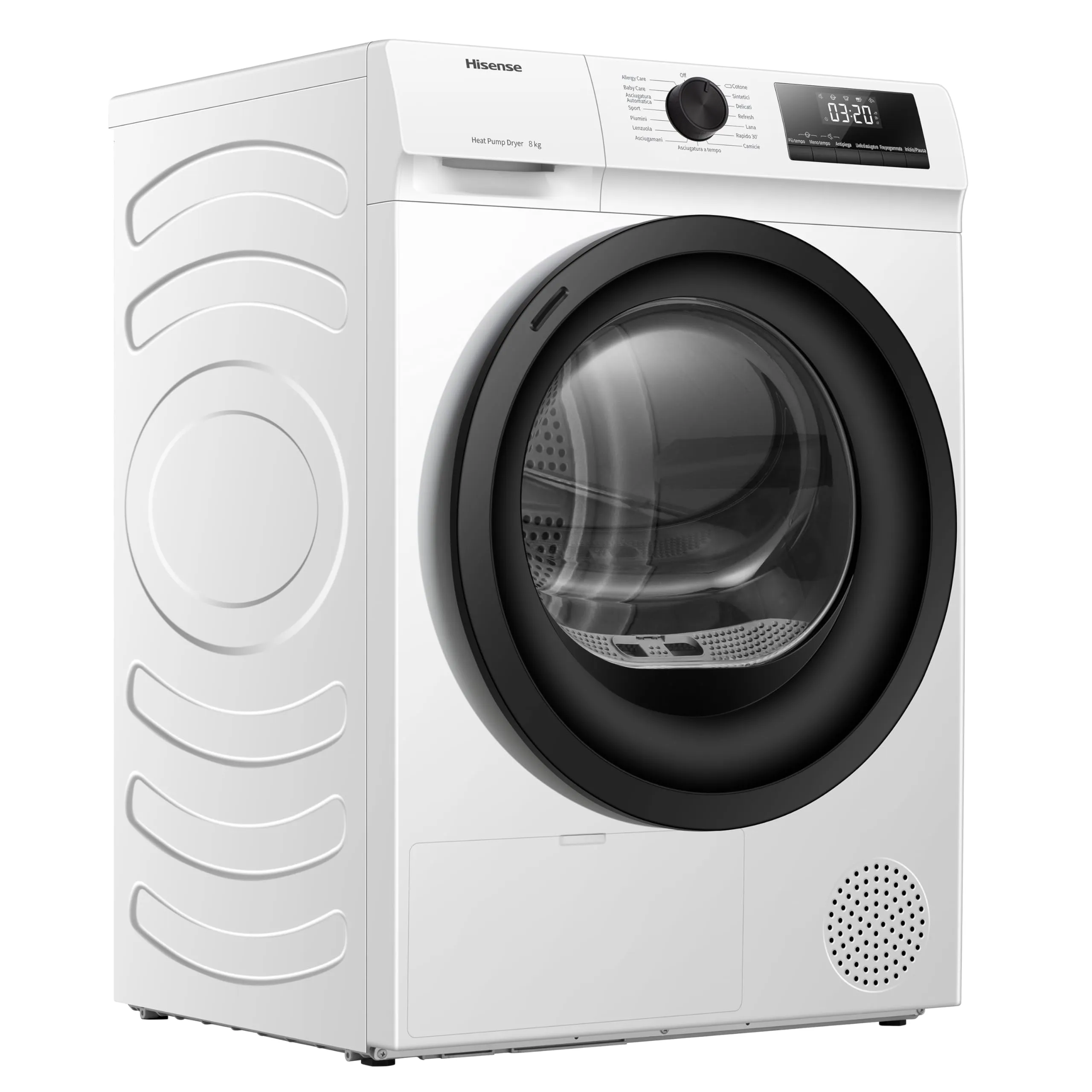 Hisense DHQE800BW2 Asciugatrice a Pompa di Calore, 8 kg, Classe D, Oblò Nero, 16 programmi, Refresh - immagine 9