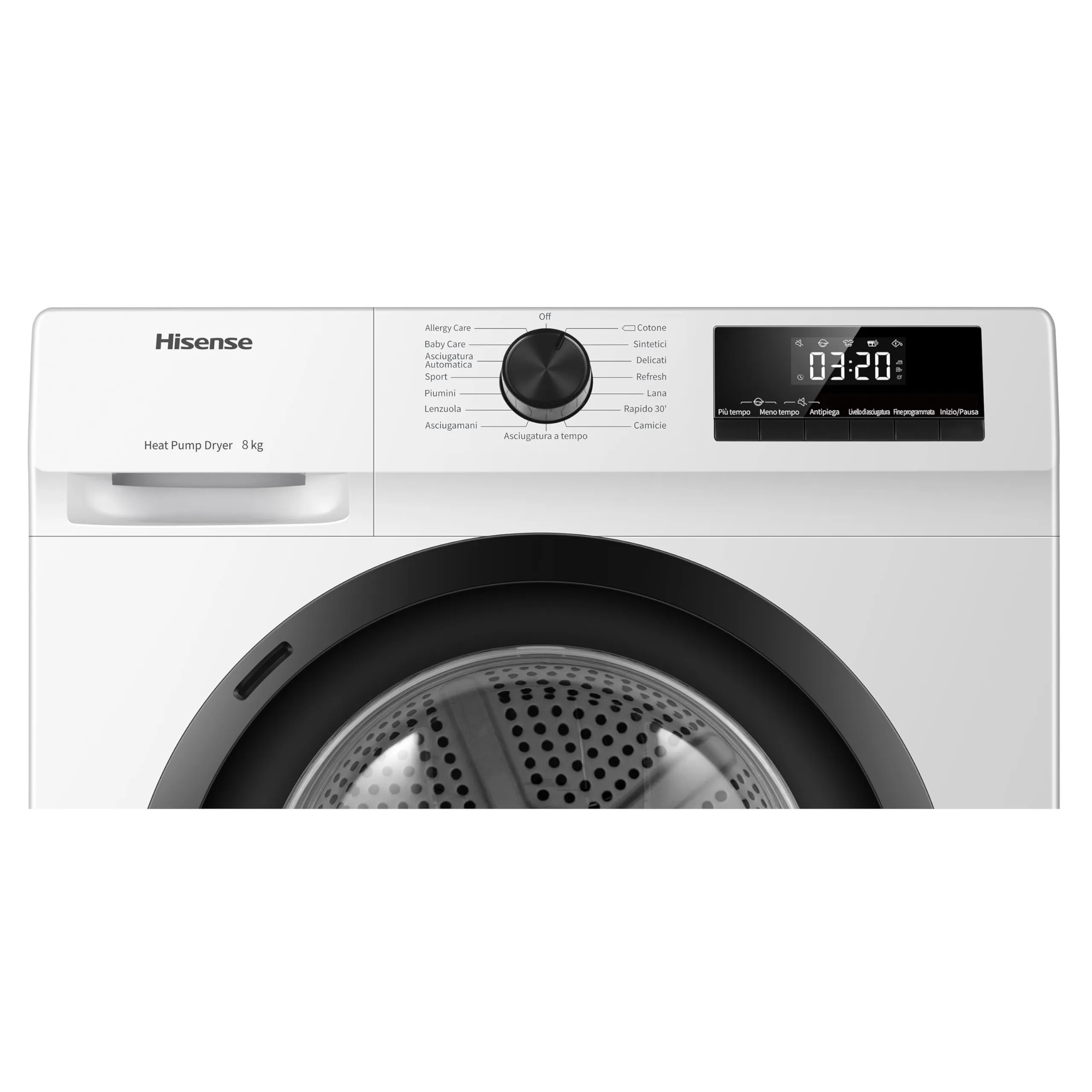 Hisense DHQE800BW2 Asciugatrice a Pompa di Calore, 8 kg, Classe D, Oblò Nero, 16 programmi, Refresh - immagine 10