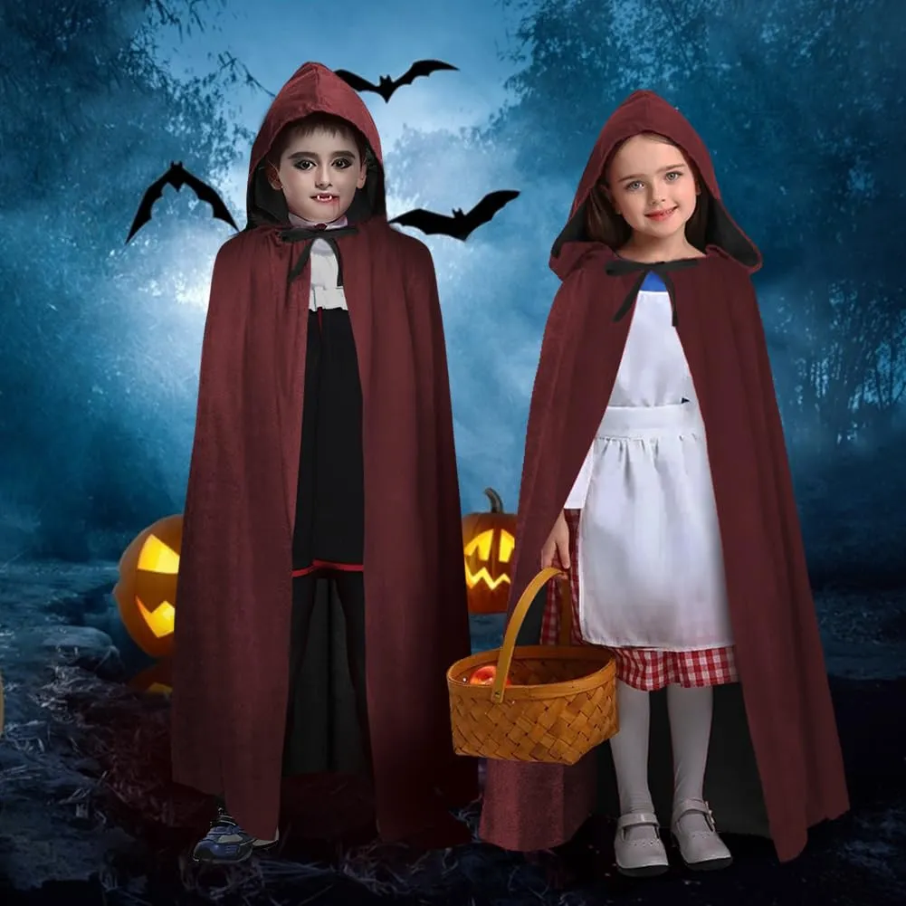AOOWU Mantello con Cappuccio Reversibile Nero Bordeaux per Bambino, 90cm - immagine 4