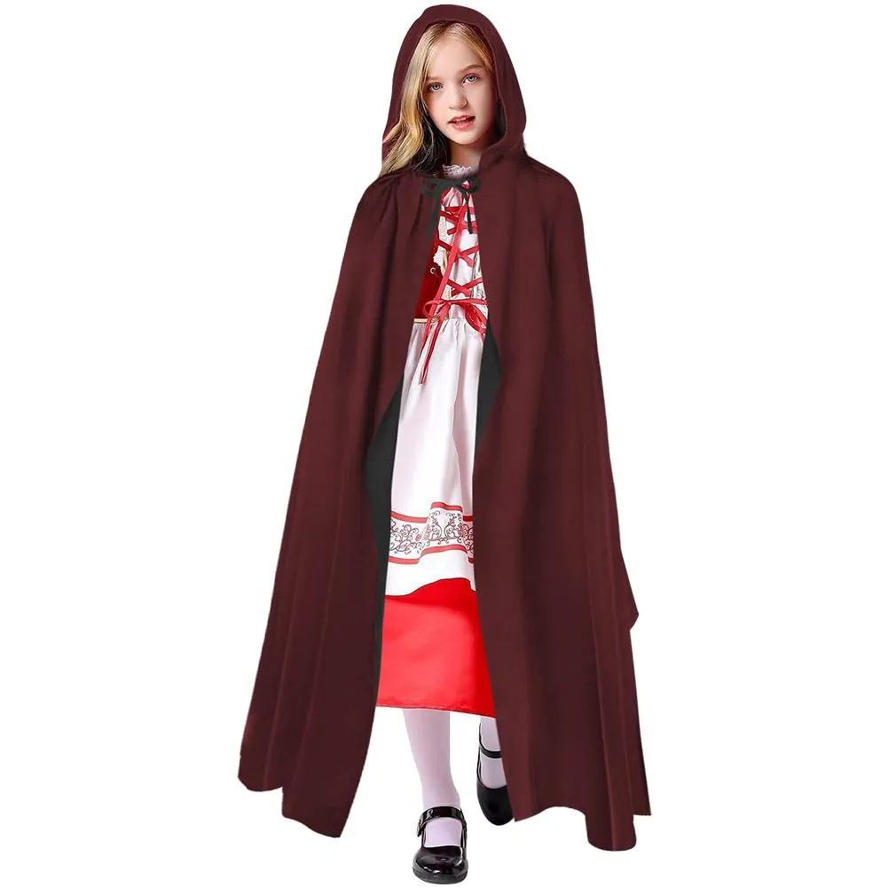 AOOWU Mantello con Cappuccio Reversibile Nero Bordeaux per Bambino, 90cm - immagine 8