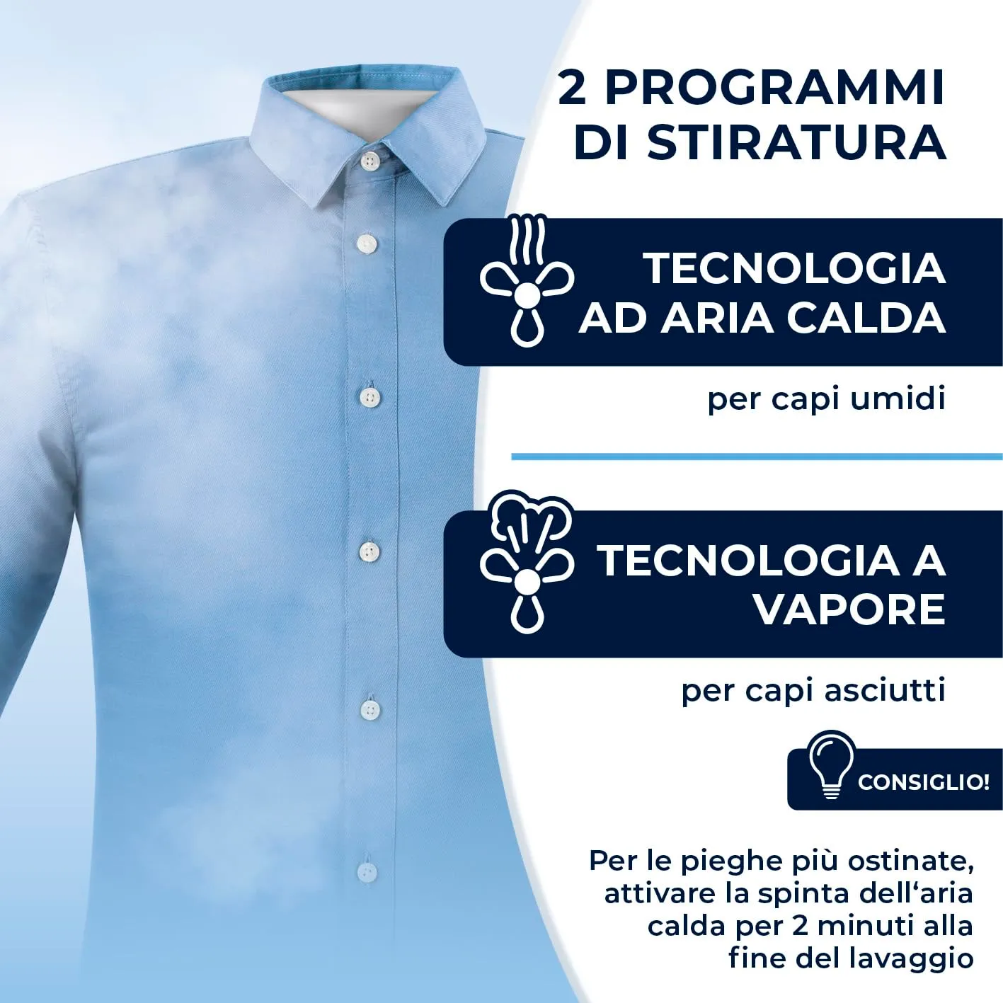 CLEANmaxx Pro Steam Stira camicie automatico con funzione vapore e display touch - immagine 5