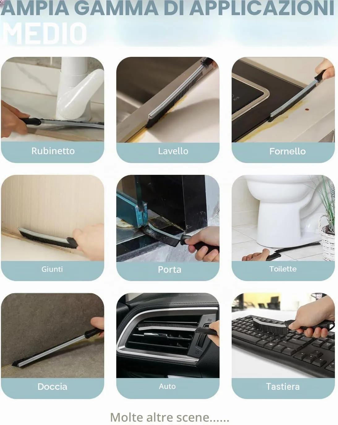 SXhyf Spazzole per Pulizia Fughe e Fessure, Setole Dure, Set da 3 Pezzi - immagine 7