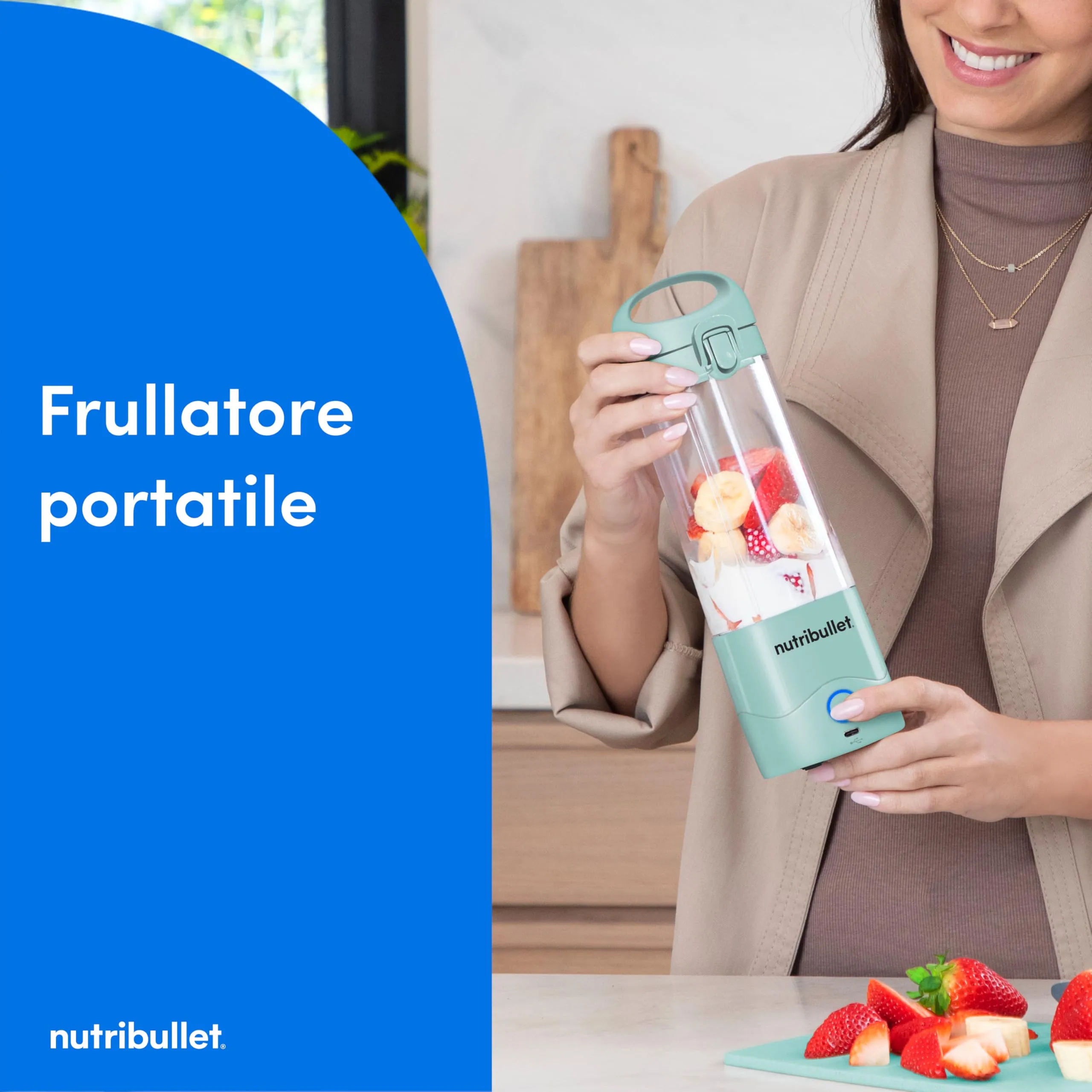 NutriBullet Portable Frullatore Portatile 475 ml Celeste - immagine 2