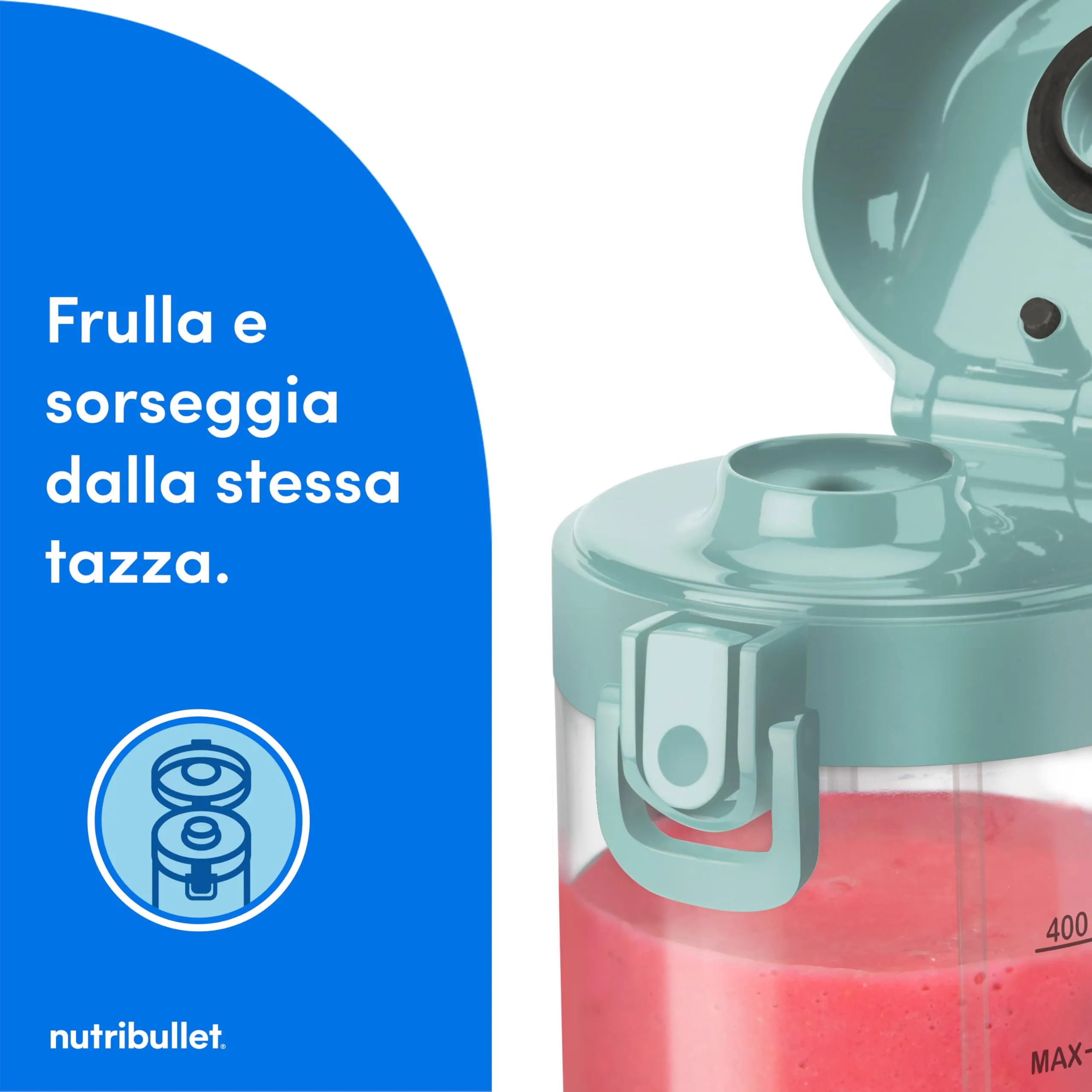 NutriBullet Portable Frullatore Portatile 475 ml Celeste - immagine 5