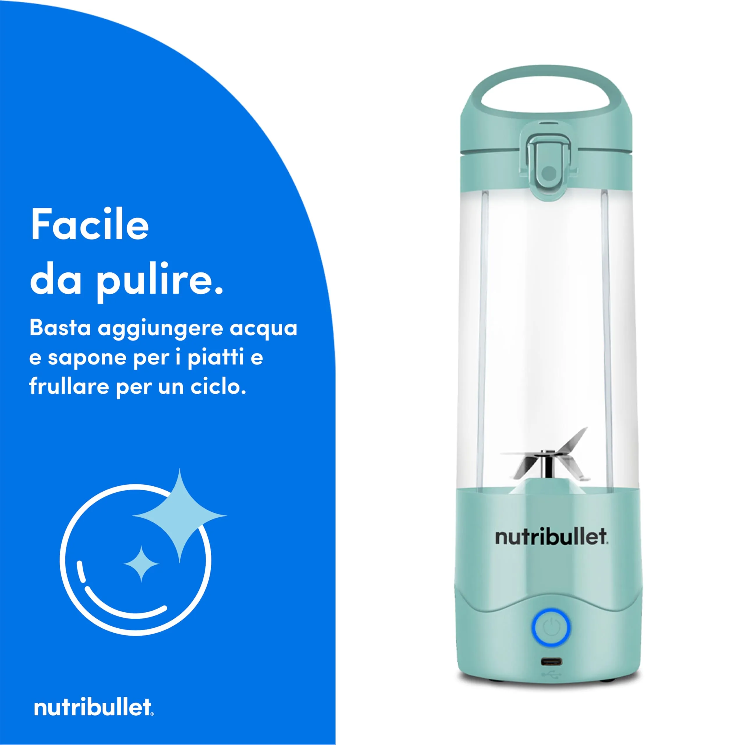 NutriBullet Portable Frullatore Portatile 475 ml Celeste - immagine 6