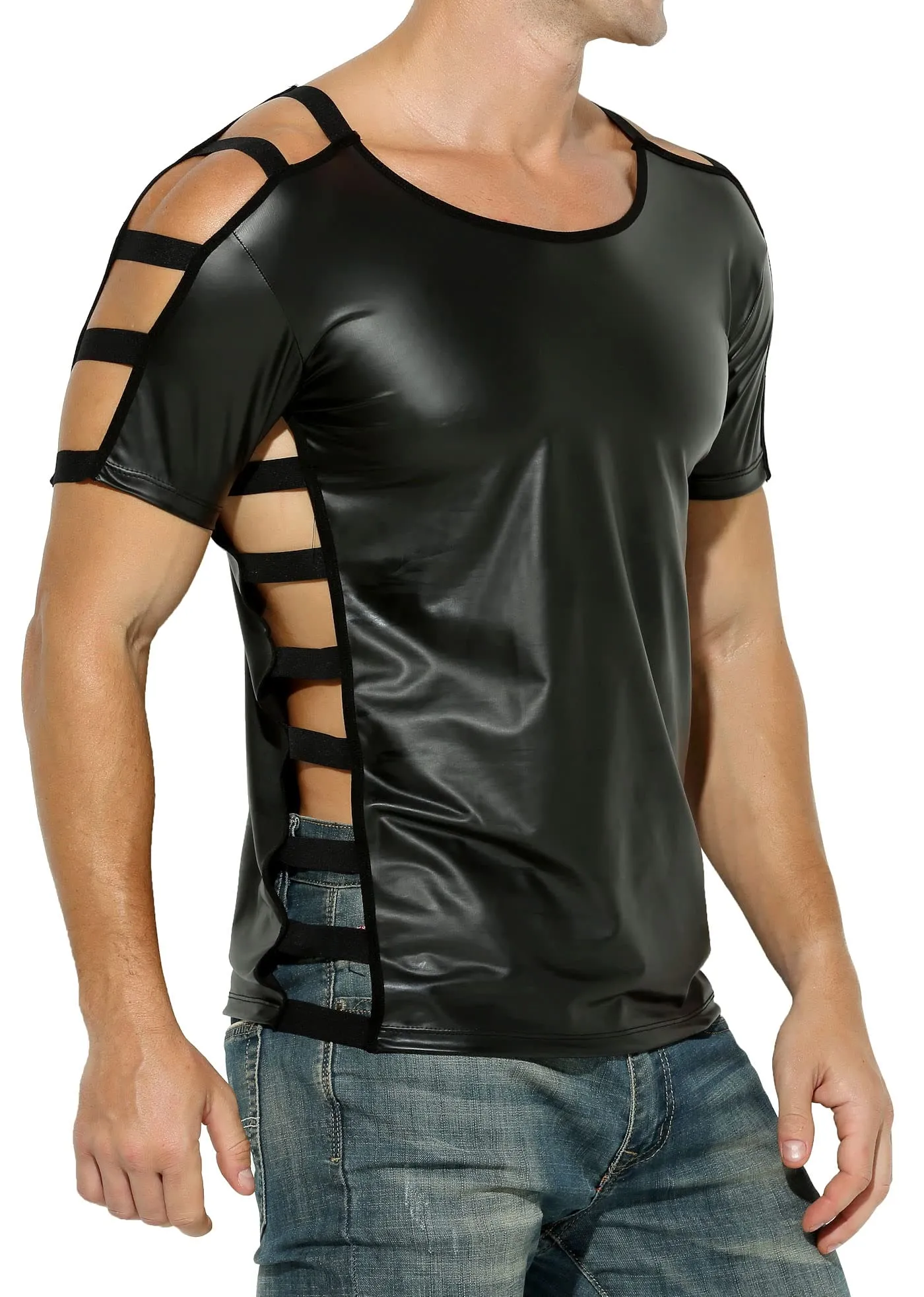 Manview Maglia simile al lattice nera, XXL - immagine 1