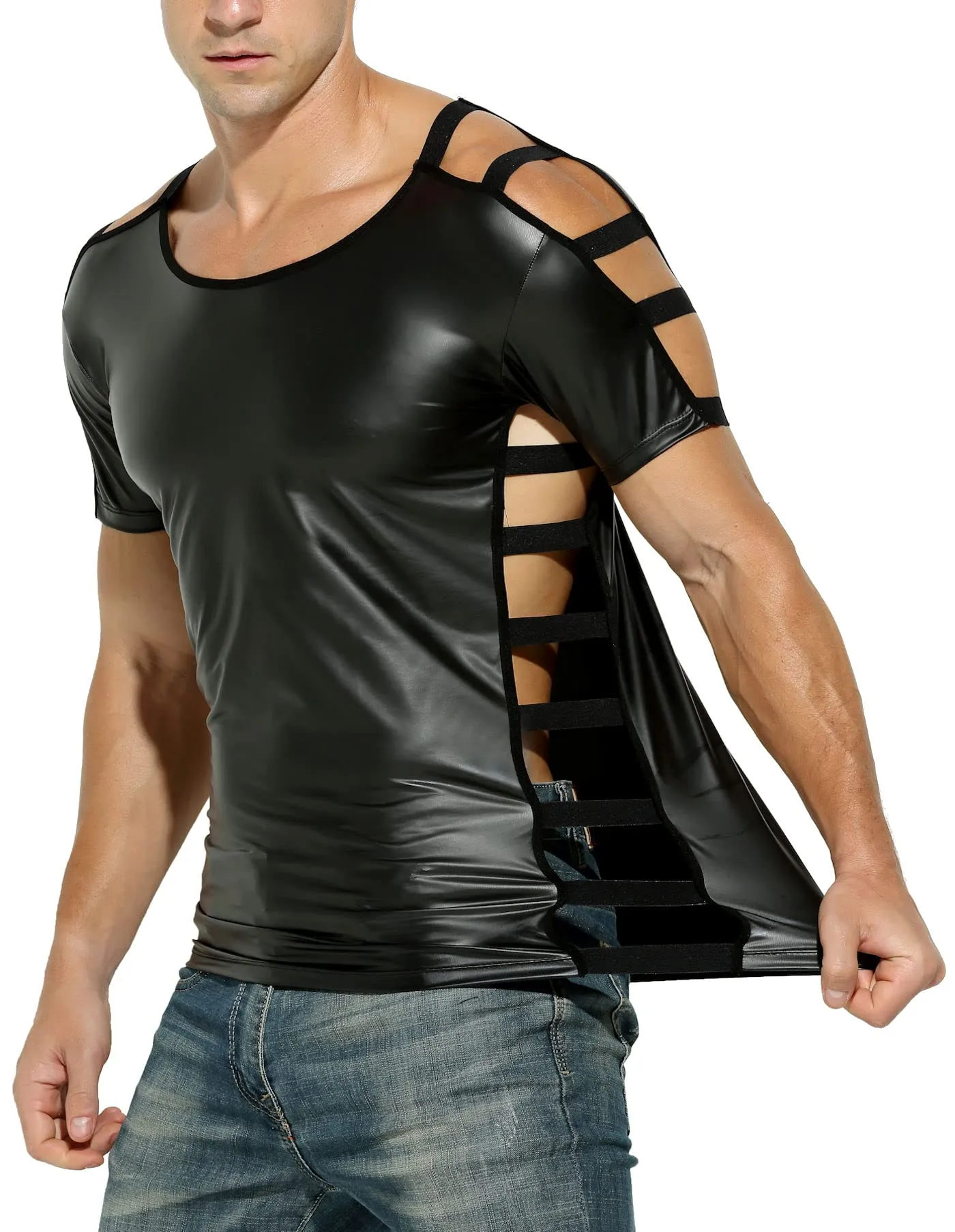 Manview Maglia simile al lattice nera, XXL - immagine 2