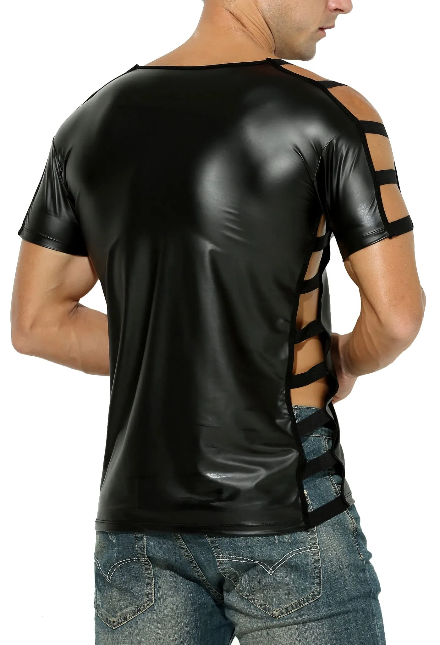 Manview Maglia simile al lattice nera, XXL - immagine 3
