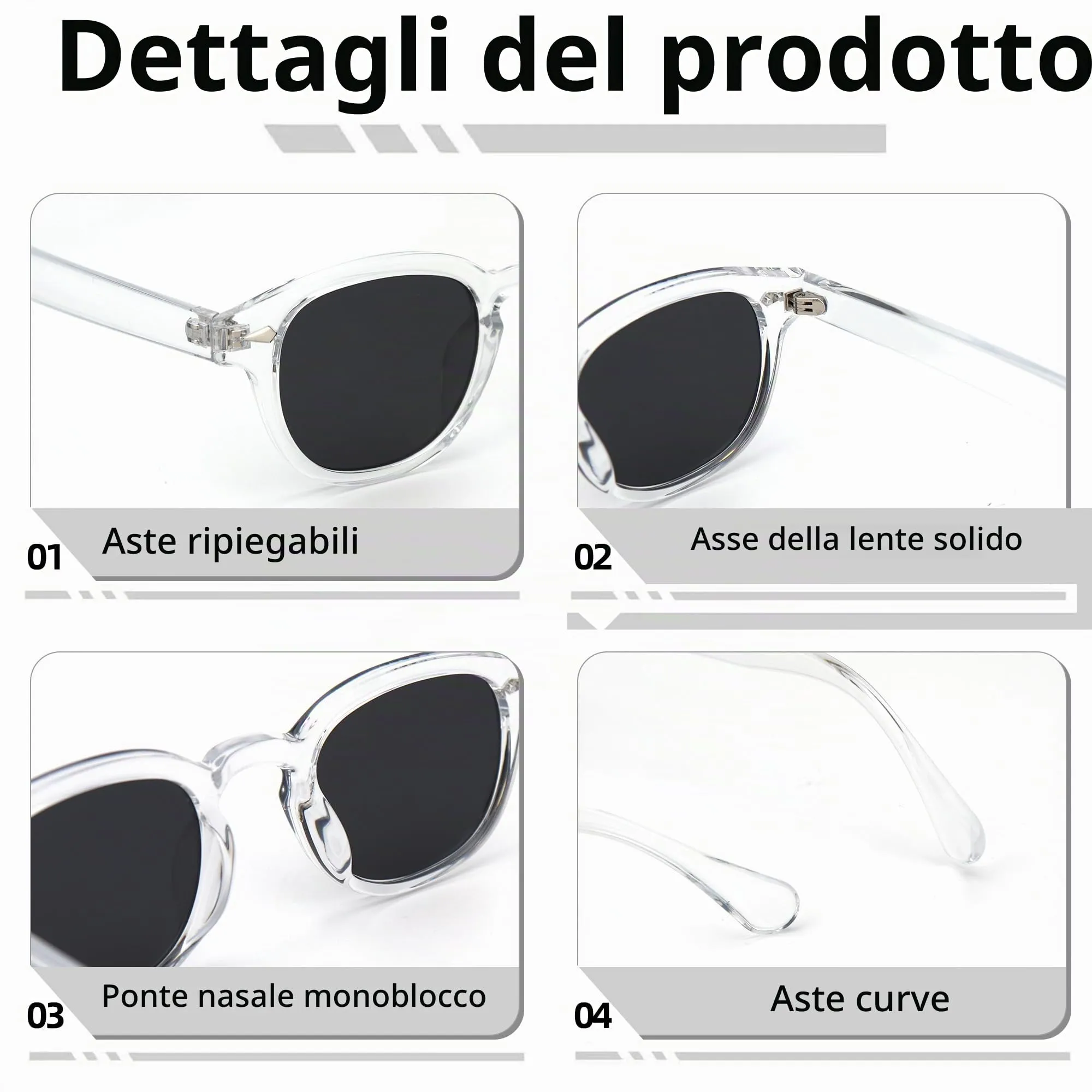 LHSDMOAT Occhiali da sole sportivi ovali vintage stile anni '70 UV400 unisex - immagine 4