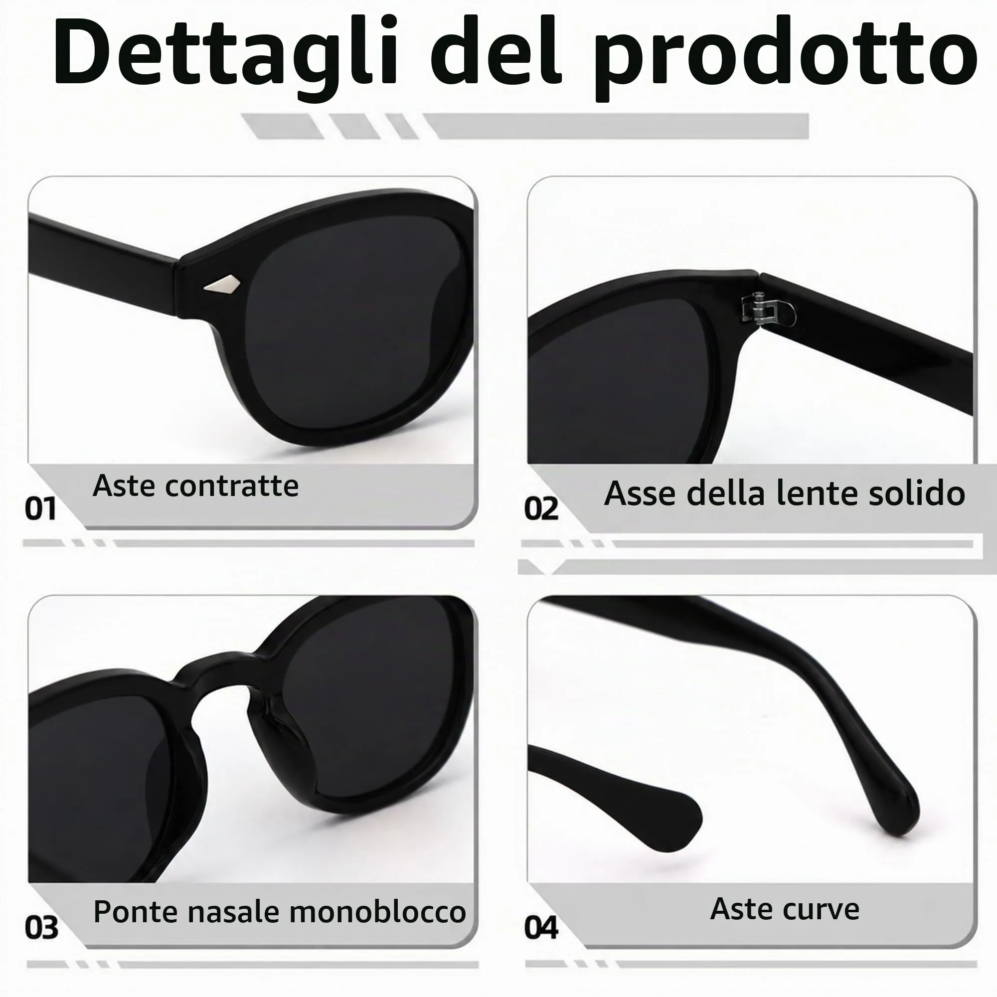 LHSDMOAT Occhiali da sole sportivi ovali vintage stile anni '70 UV400 unisex - immagine 4