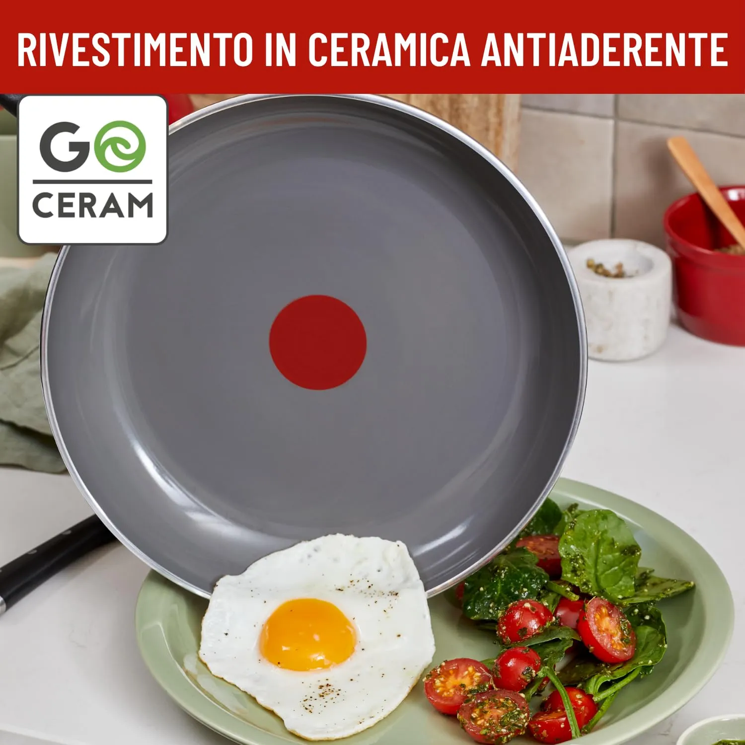 Lagostina Goccia Set 3 Padelle 20/24/28 cm, Rivestimento in Ceramica Antiaderente, Thermo-Signal, Compatibile con Induzione - immagine 4