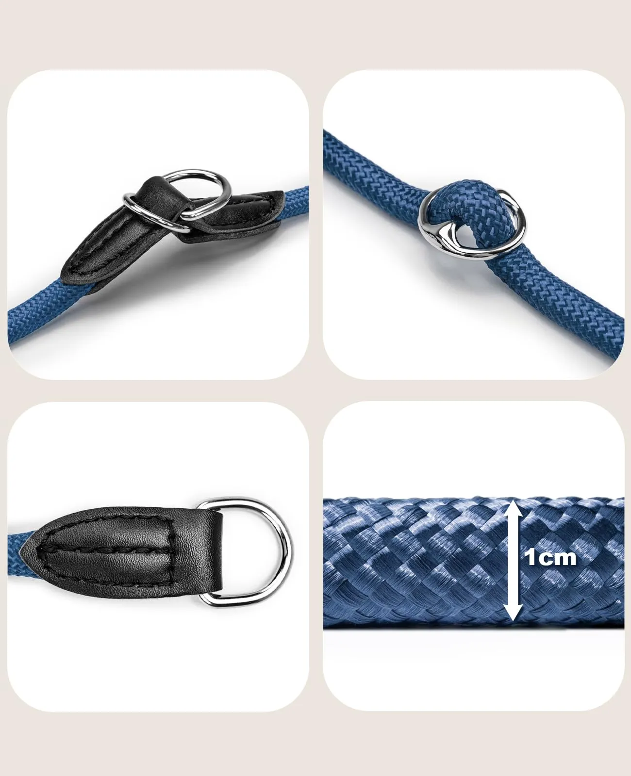 lionto Collare Martingala Cane, 55 cm, Spessore 1 cm, Blu - immagine 4