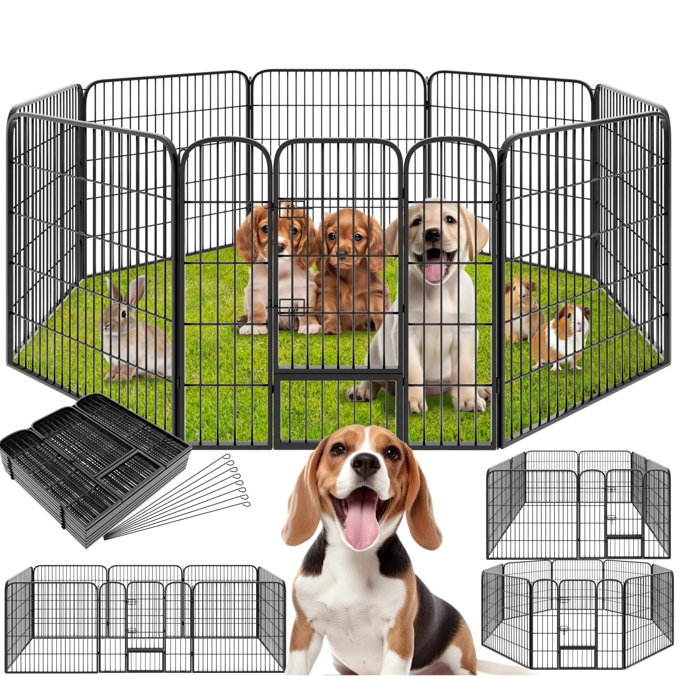 tectake Recinto per Cani, Cuccioli e Piccoli Animali, 8 Pannelli, 210 x 80 x 80 cm - immagine 1