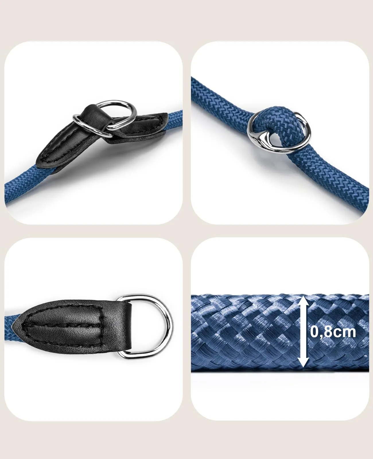 lionto Collare Martingala Cane, 40 cm, Spessore 0,8 cm, Blu - immagine 4