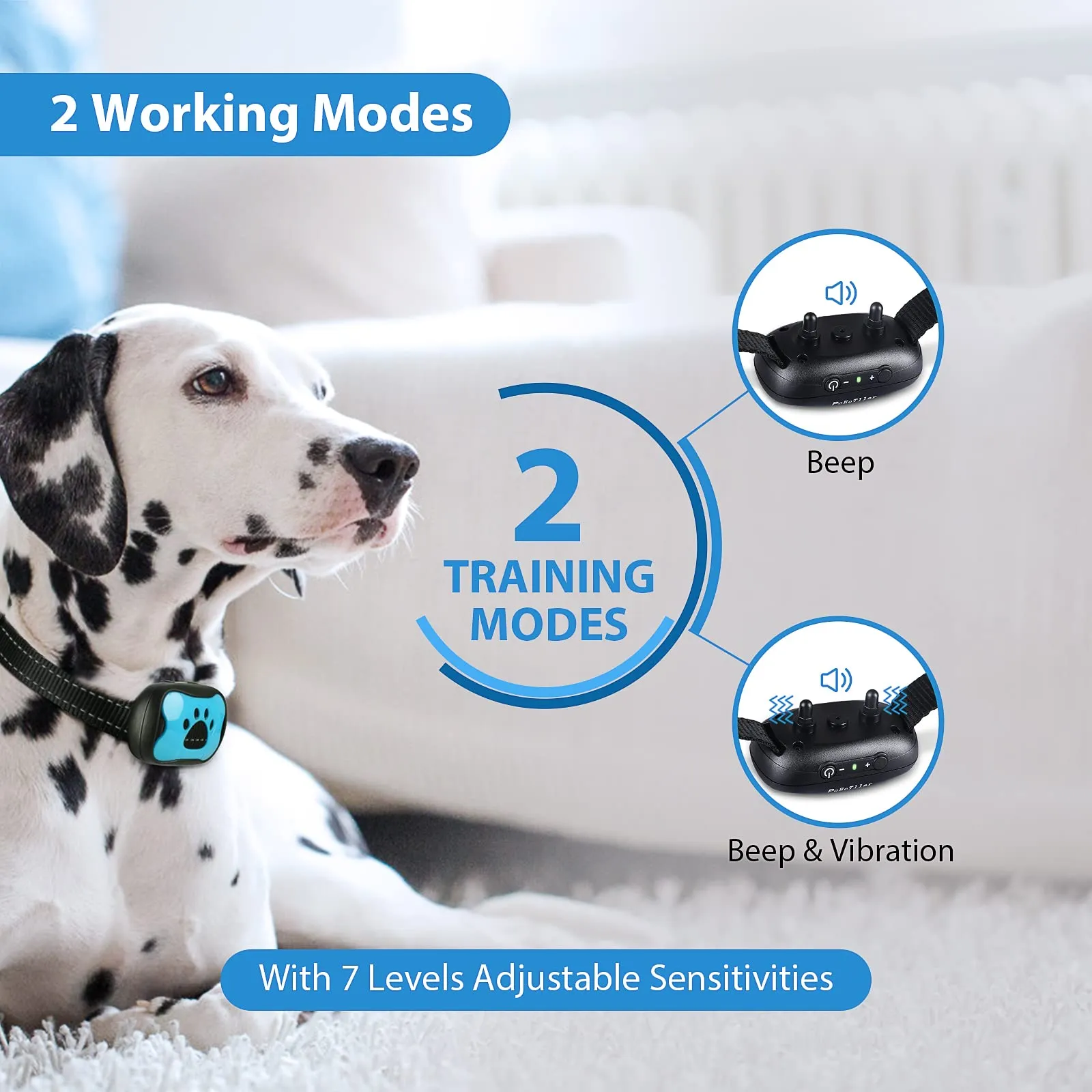 PcEoTllar Collare Antiabbaio Cane Ricaricabile, Blu - immagine 2