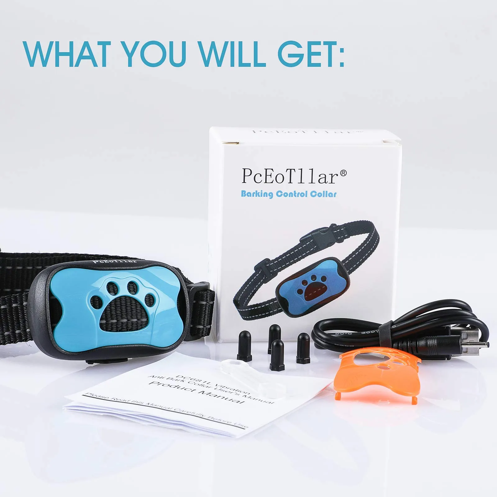 PcEoTllar Collare Antiabbaio Cane Ricaricabile, Blu - immagine 7