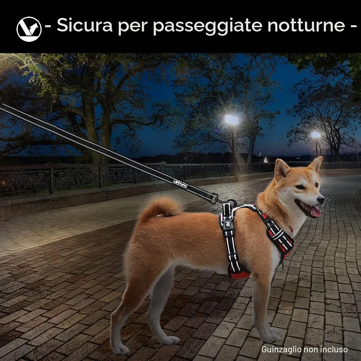 PoyPet Imbracatura per cani anti-trazione anteriore riflettente con impugnatura, Taglia M, Rosso - immagine 6