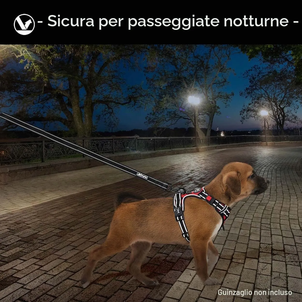PoyPet Imbracatura per cani senza pull riflettente con manico di controllo (Rosso, S) - immagine 6