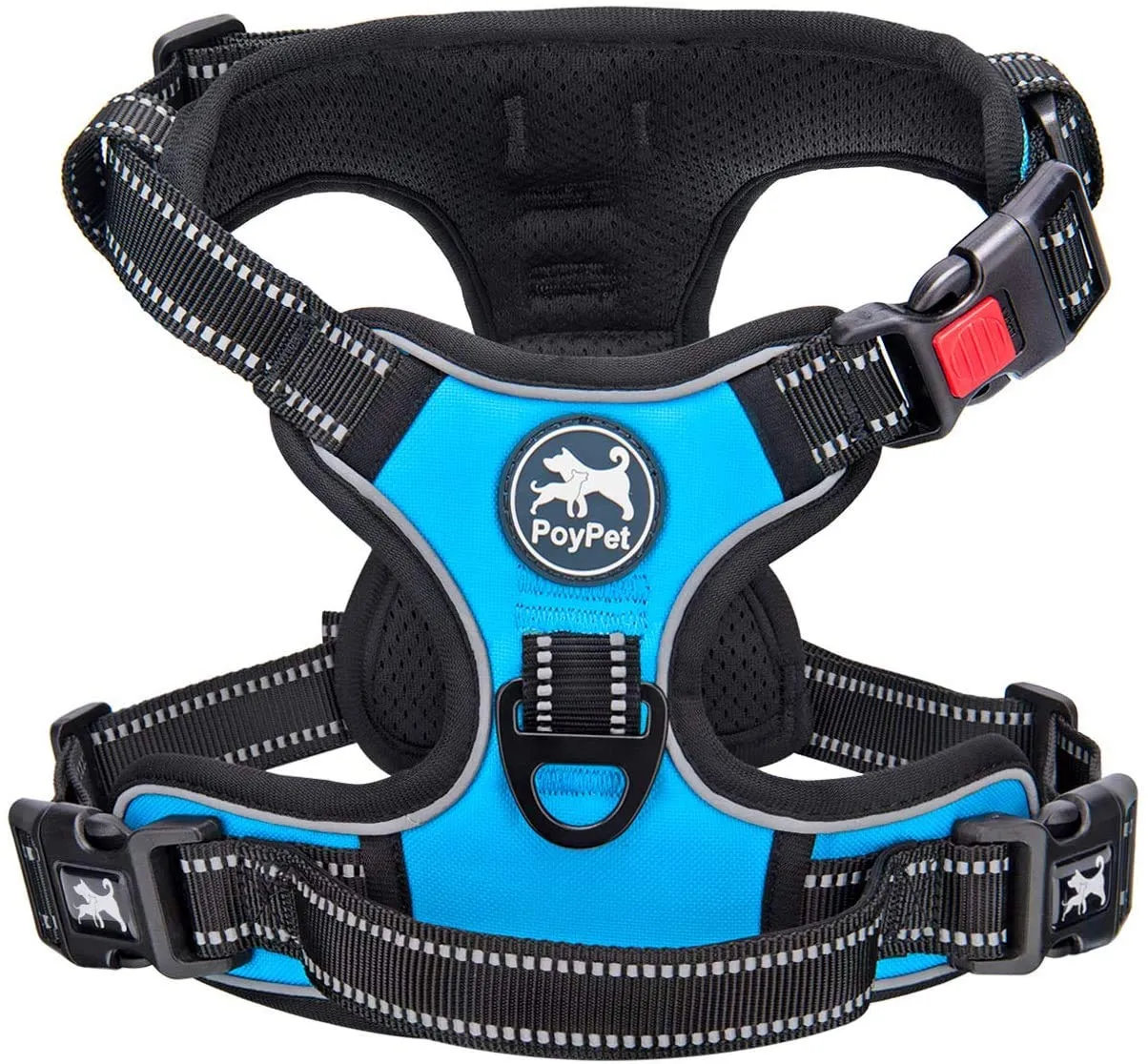 PoyPet Pettorina Anti-tiro per Cani con Manico e Parti Riflettenti, Blu, XL - immagine 1