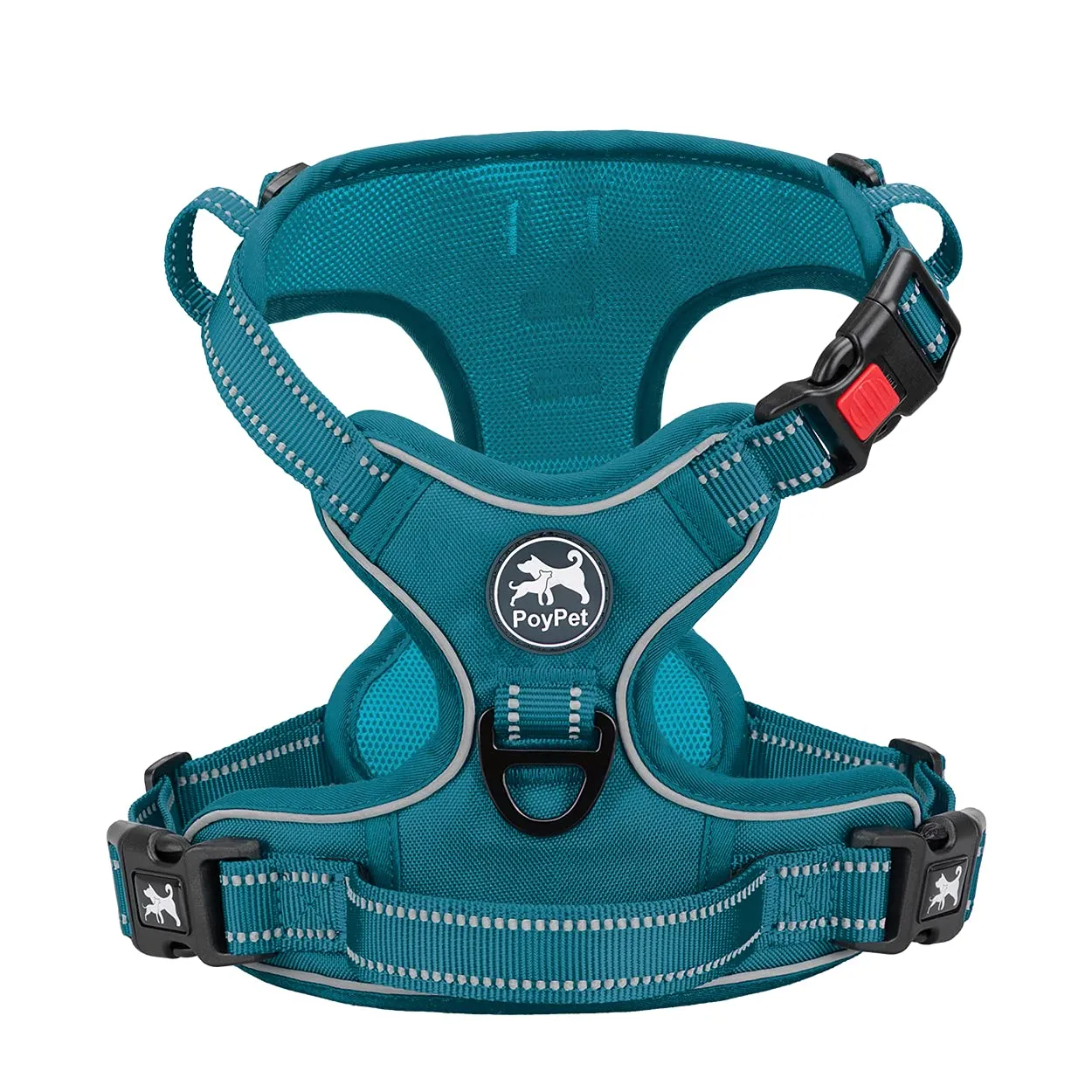 PoyPet Pettorina per Cani Anti-Tiro Riflettente, Gilet Imbottito con Impugnatura, Taglia M, Tumalo Teal - immagine 1