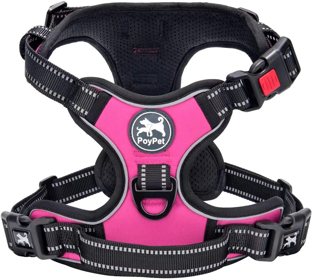 PoyPet Pettorina per Cani Riflettente e Regolabile con Maniglia Easy Control, Rosa, XS - immagine 1