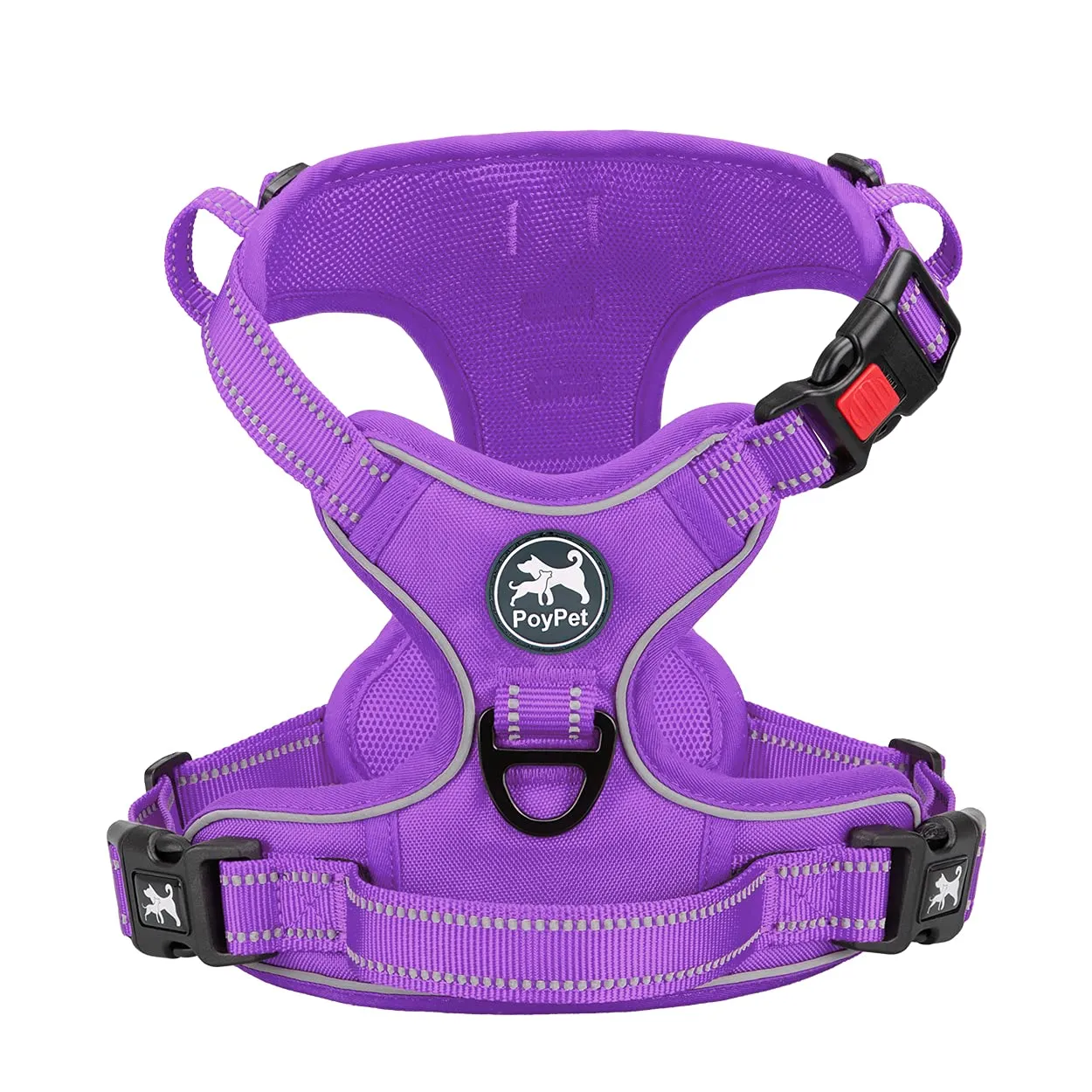 PoyPet Guinzaglio riflettente antisoffocamento regolabile con impugnatura Easy Control, viola, taglia XS - immagine 1