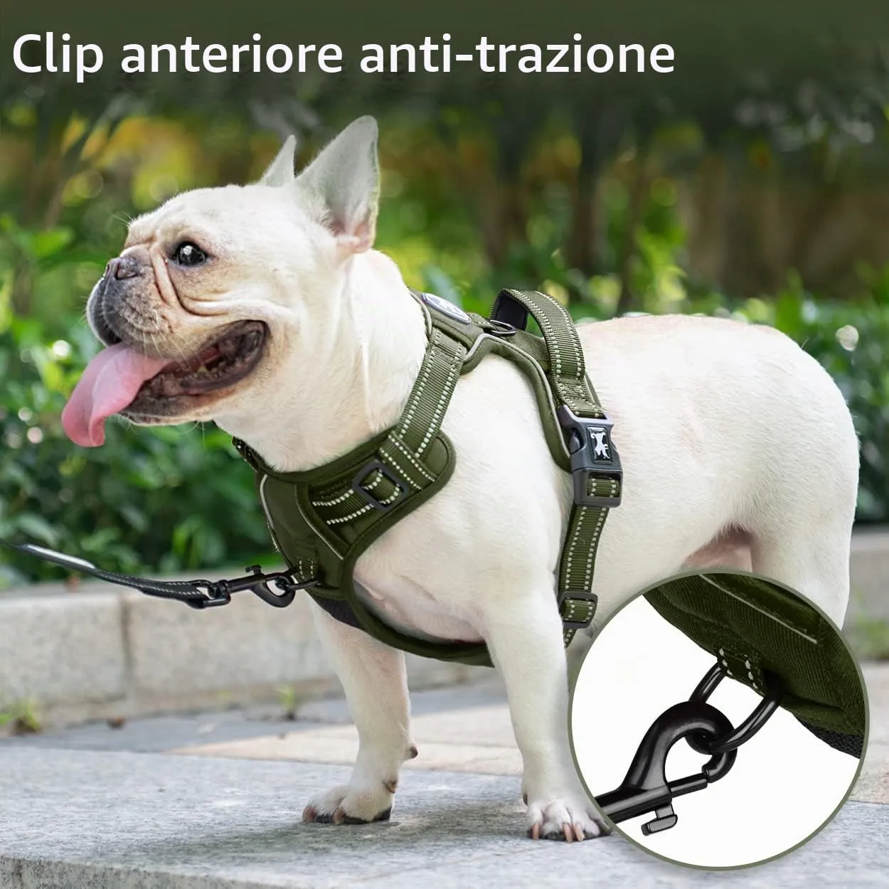 PoyPet Imbracatura per cani senza tirare, riflettente e imbottita con manico, Verde, Taglia M - immagine 4