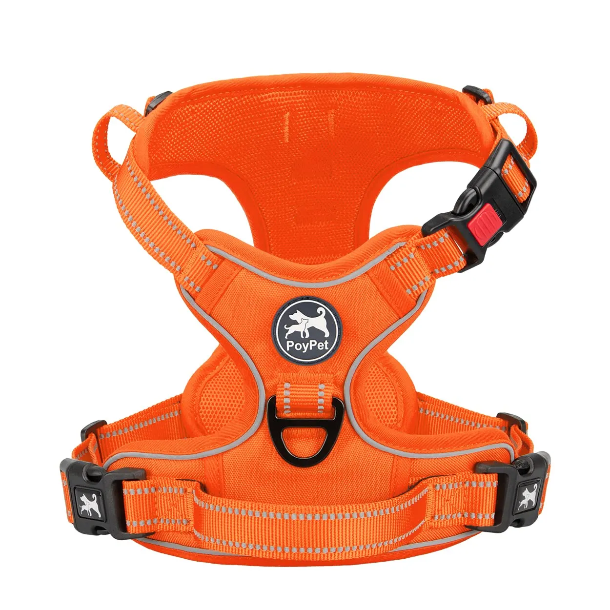 PoyPet Pettorina No Pull Riflettente Regolabile con Maniglia per Cani (Arancio, XL) - immagine 1