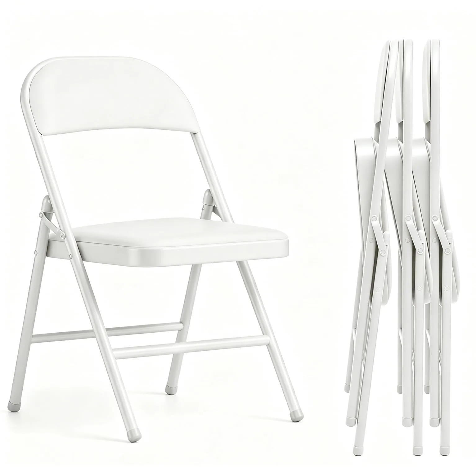 Asdsed Set di 4 Sedie Pieghevoli Imbottite, Bianco - immagine 1