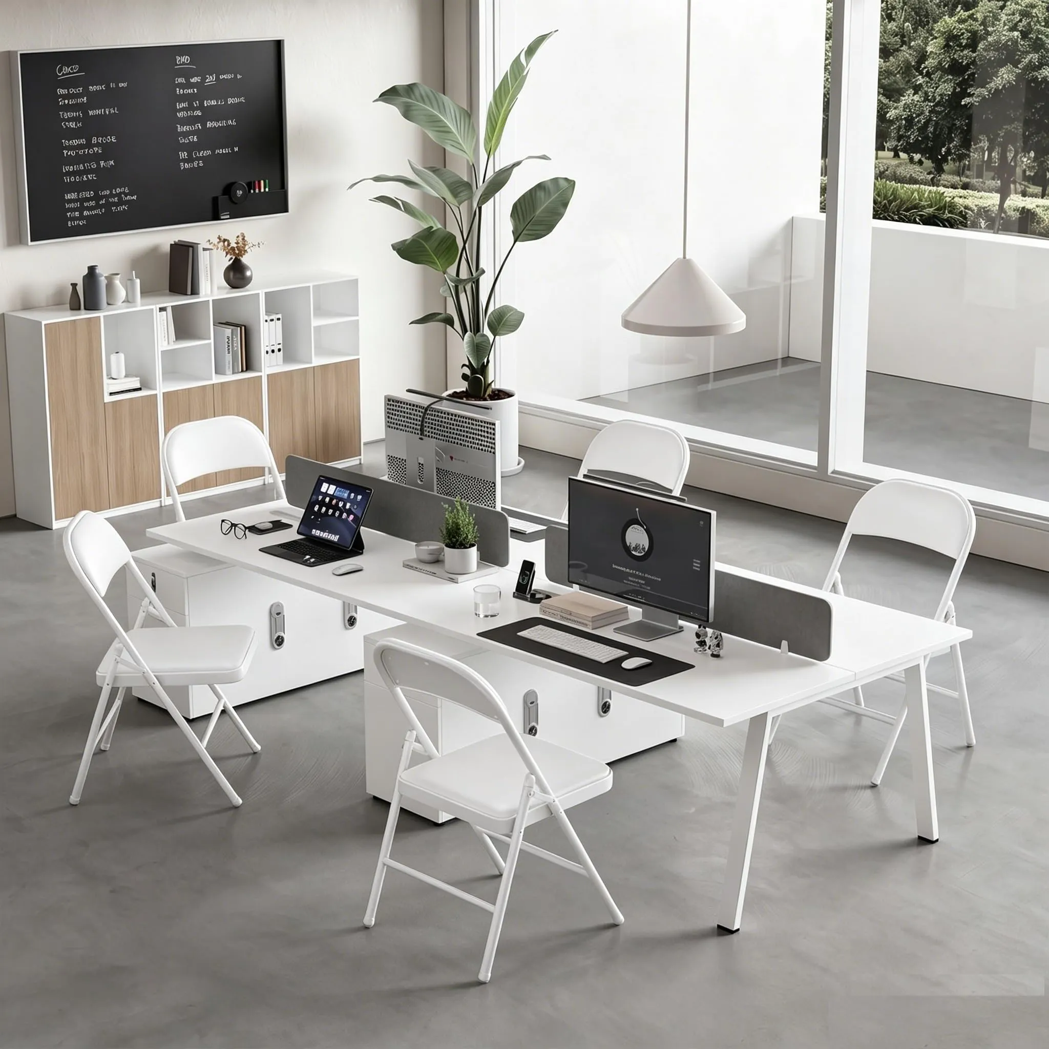 Asdsed Set di 4 Sedie Pieghevoli Imbottite, Bianco - immagine 9
