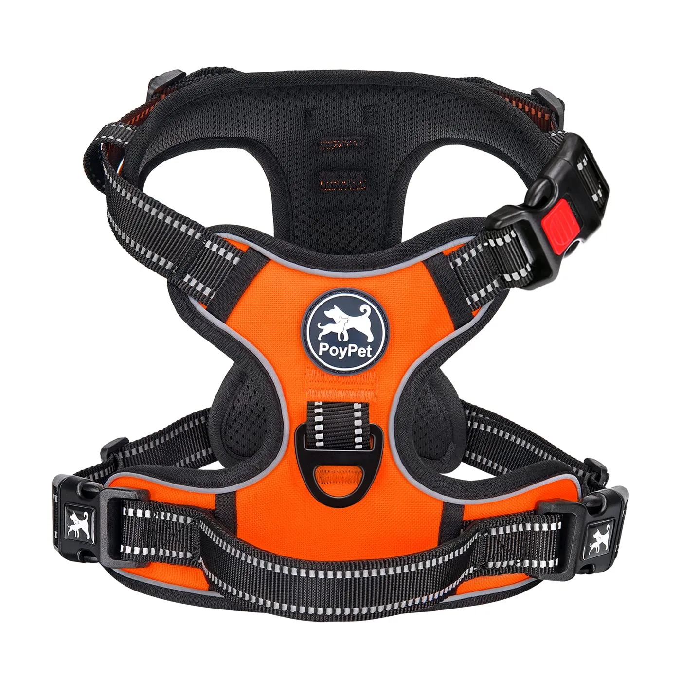 PoyPet Imbracatura Antiriflesso per Cani con Controllo Anteriore e Impugnatura, Arancione, XL - immagine 1