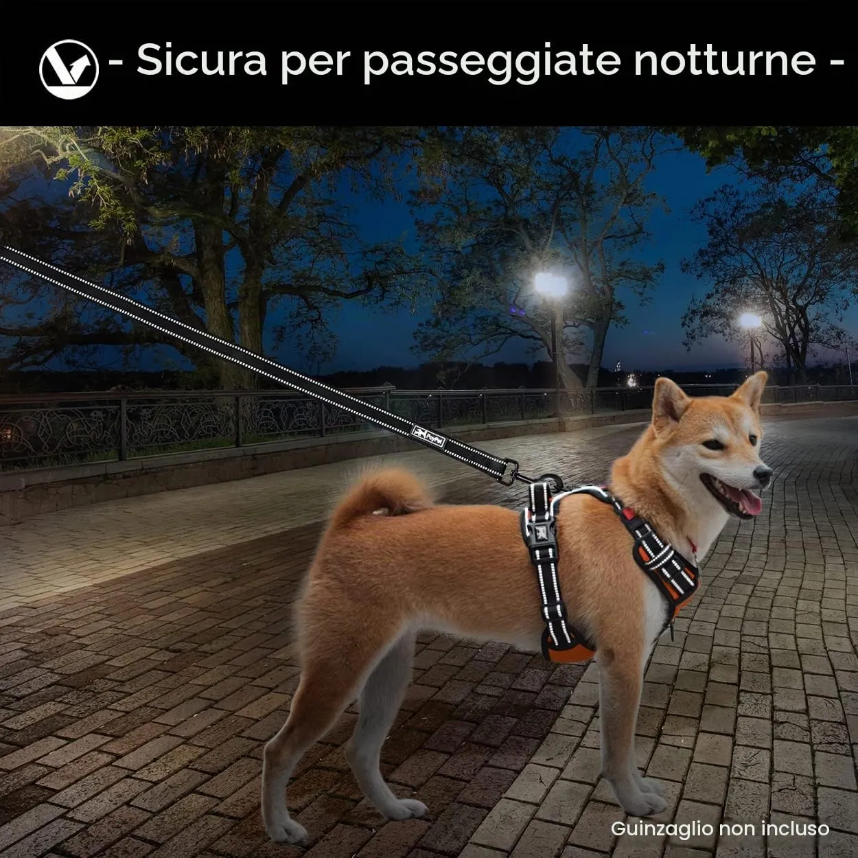 PoyPet Imbracatura per cani anti-trazione riflettente, Taglia M, Arancione - immagine 7