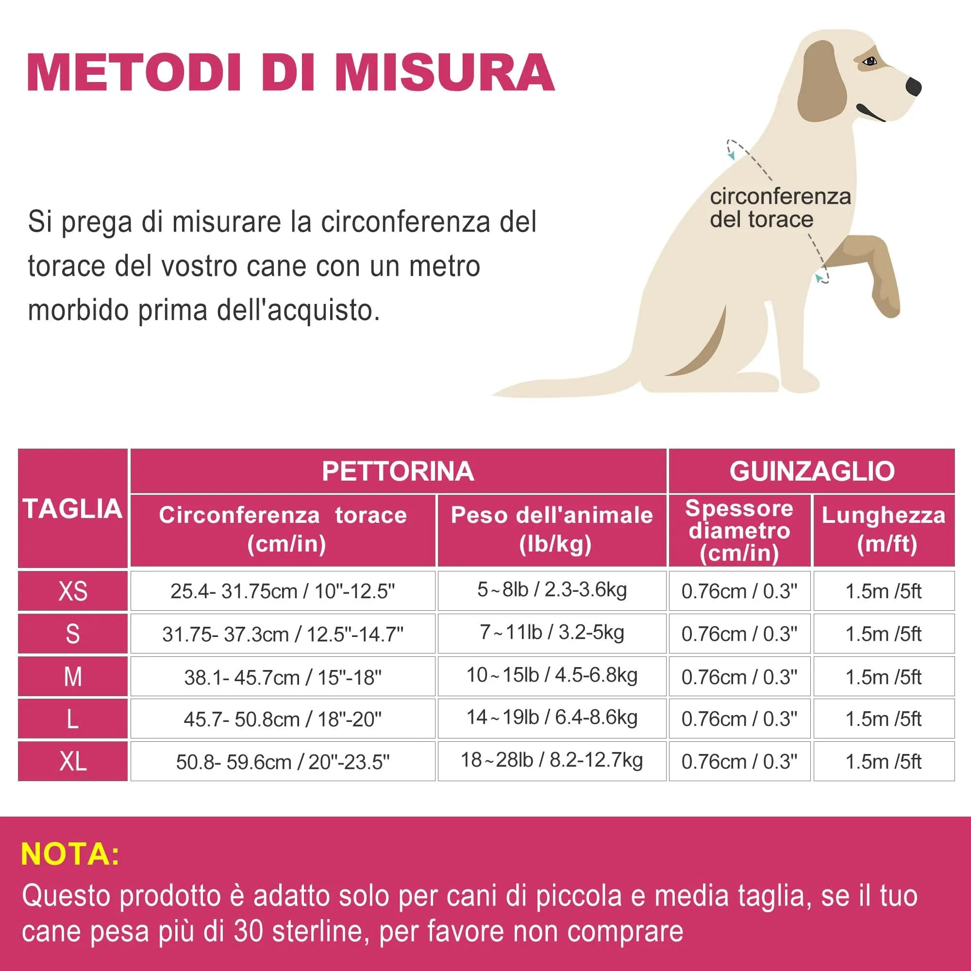haapaw Pettorina e Guinzaglio per Cani Step-in Riflettente, Imbottita, Rosa, L - immagine 7