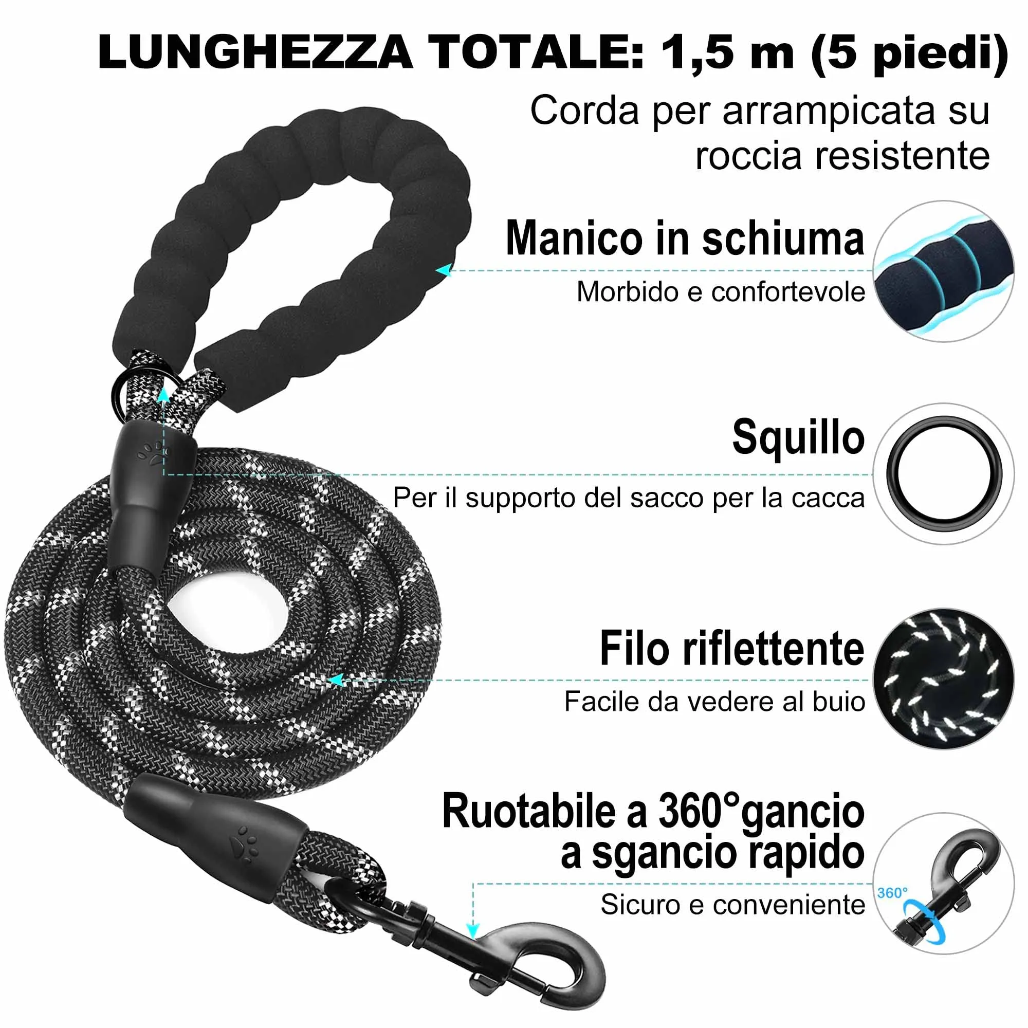 haapaw Pettorina e guinzaglio per cani, step-in, riflettente, imbottita, nero, L - immagine 3