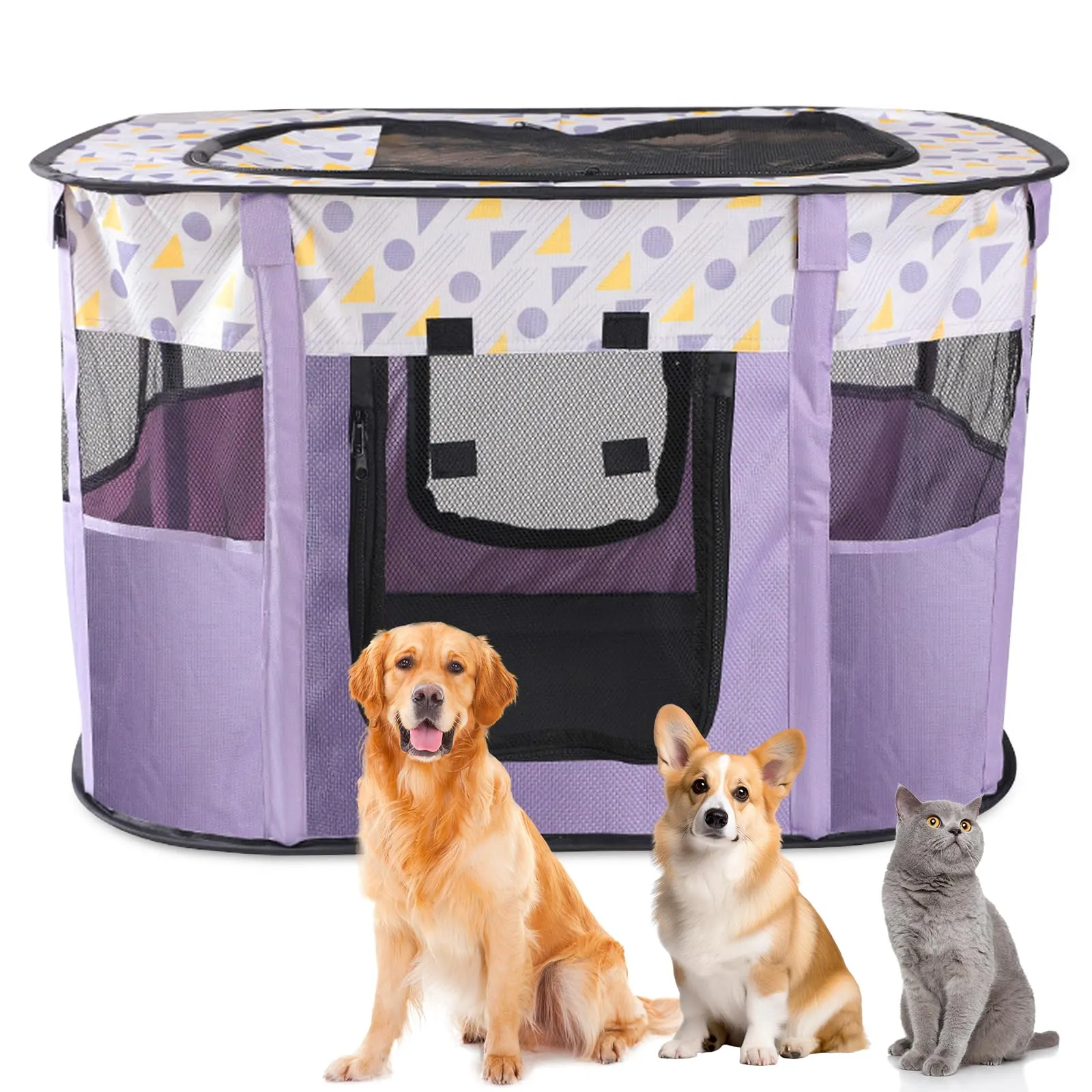 MeYuxg Recinto per Cani e Gatti Pieghevole, Viola, 110 x 85 x 58 cm - immagine 1