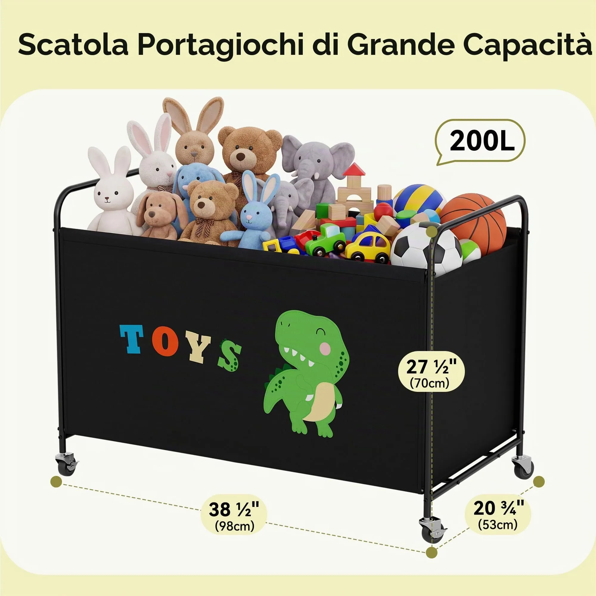 GRANNY SAYS Scatola per Giocattoli con Ruote, 200L, Nero - immagine 3