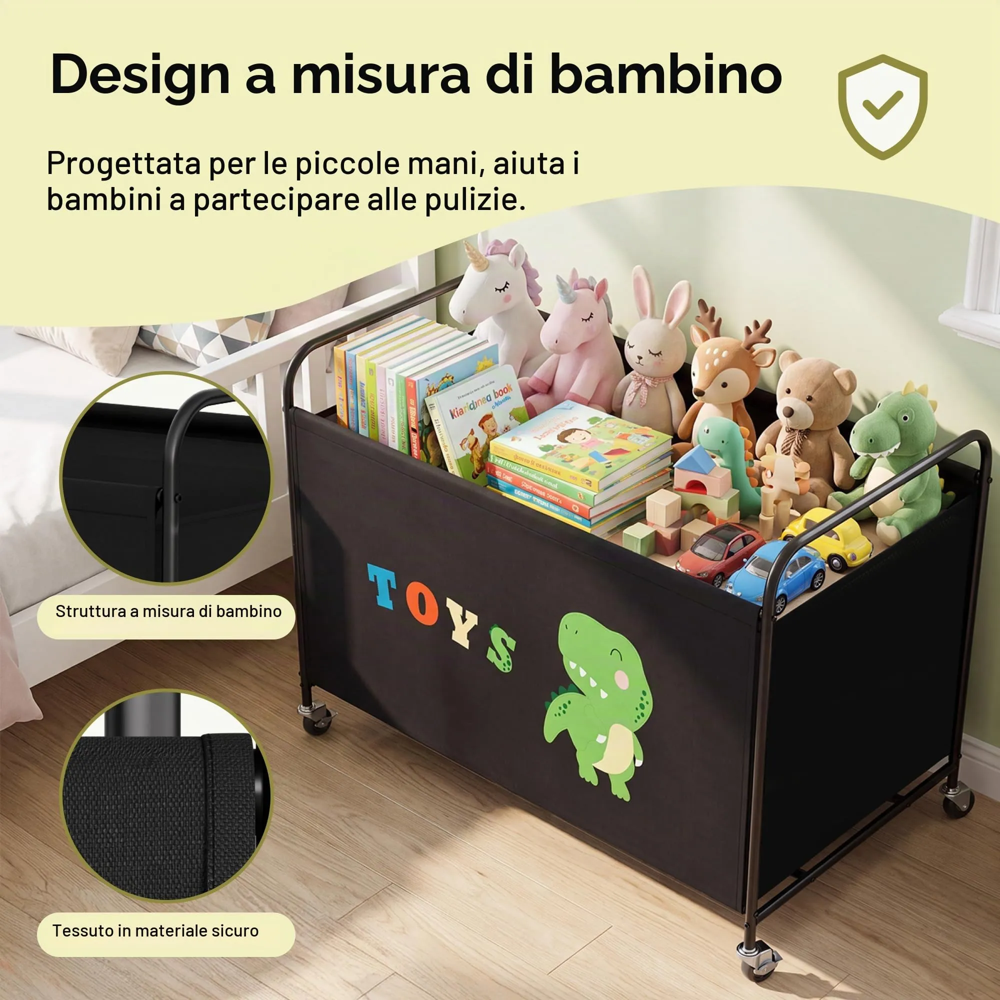 GRANNY SAYS Scatola per Giocattoli con Ruote, 200L, Nero - immagine 6