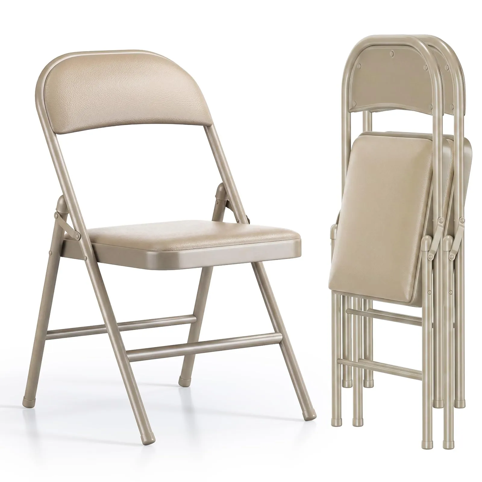 Asdsed Set di 2 Sedie Pieghevoli Imbottite, Portata 160 kg, Cachi - immagine 1