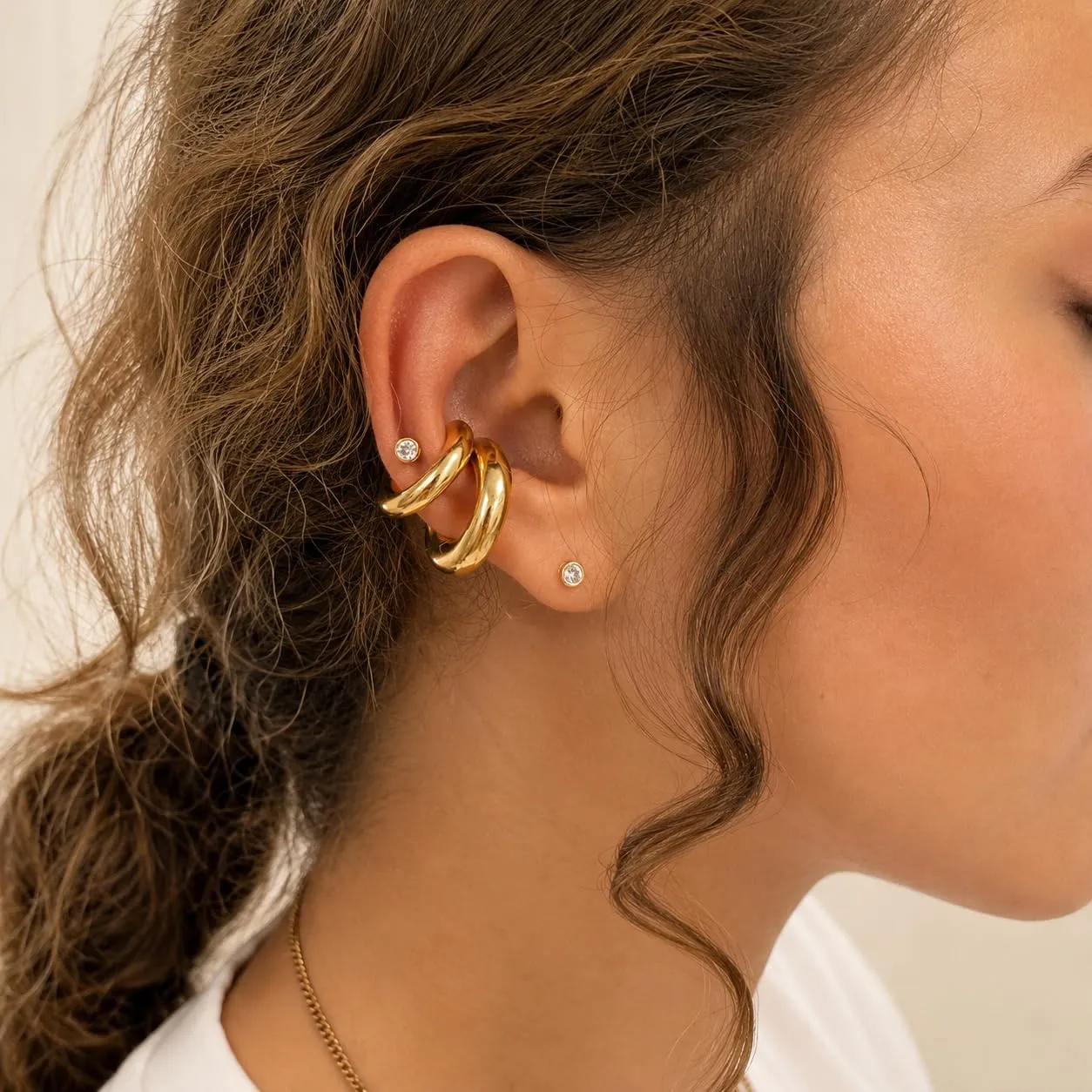 Frodete Orecchini a clip regolabili per donna senza piercing, Rame - immagine 2