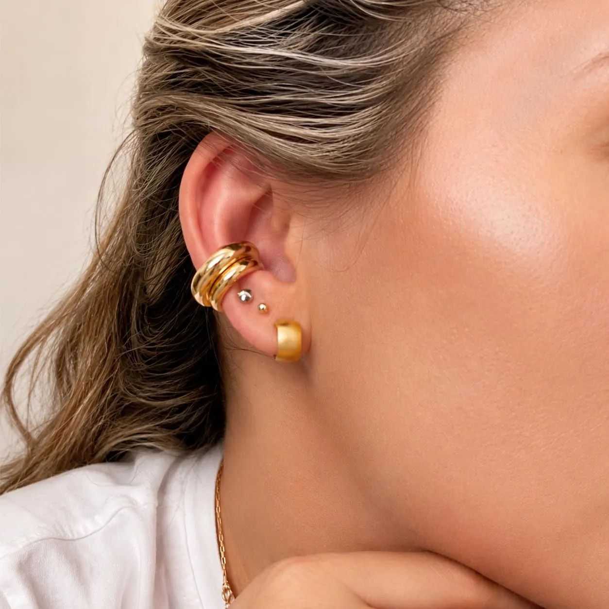 Frodete Orecchini a clip regolabili per donna senza piercing, Rame - immagine 3